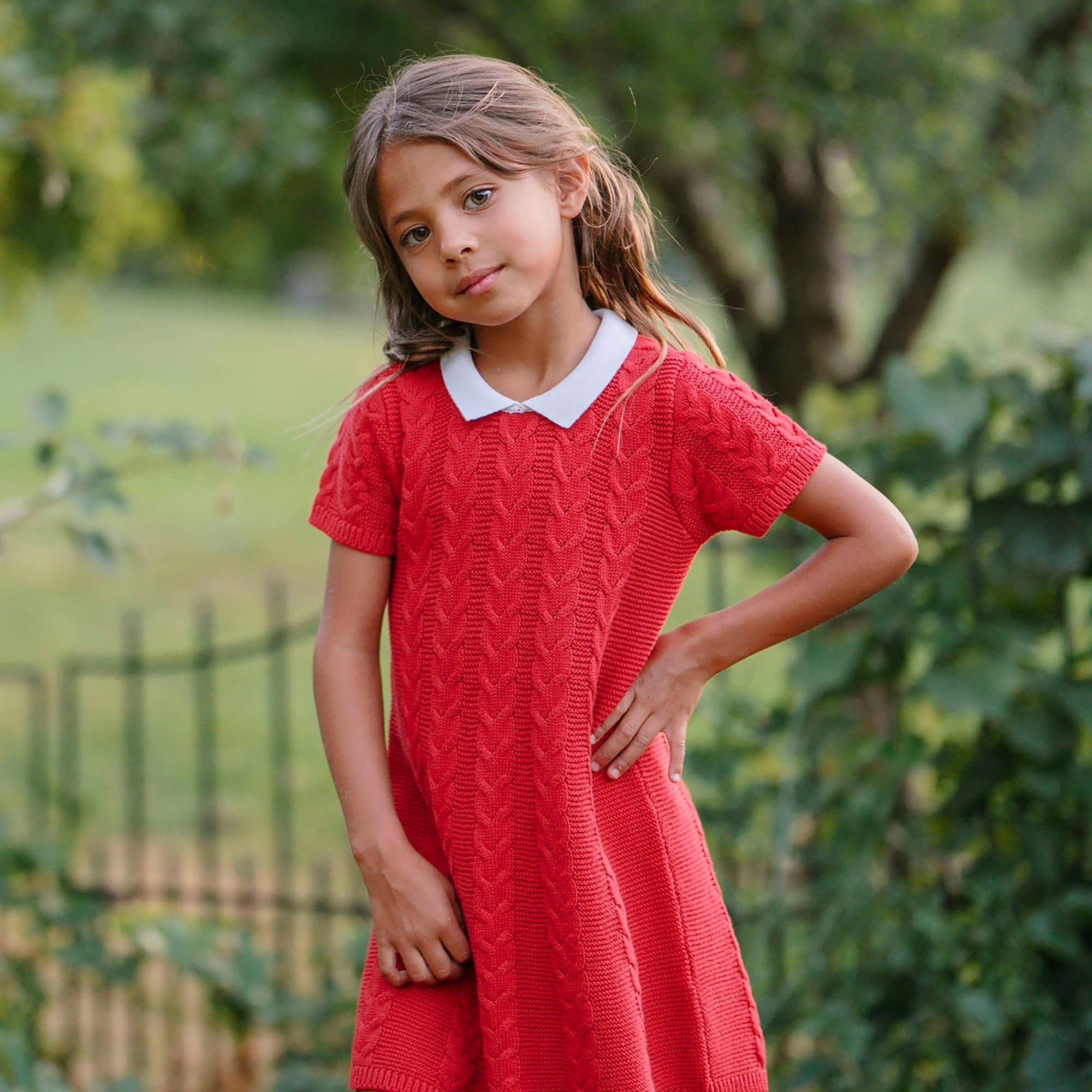 Organic Short Sleeve Cable Sweater Dress