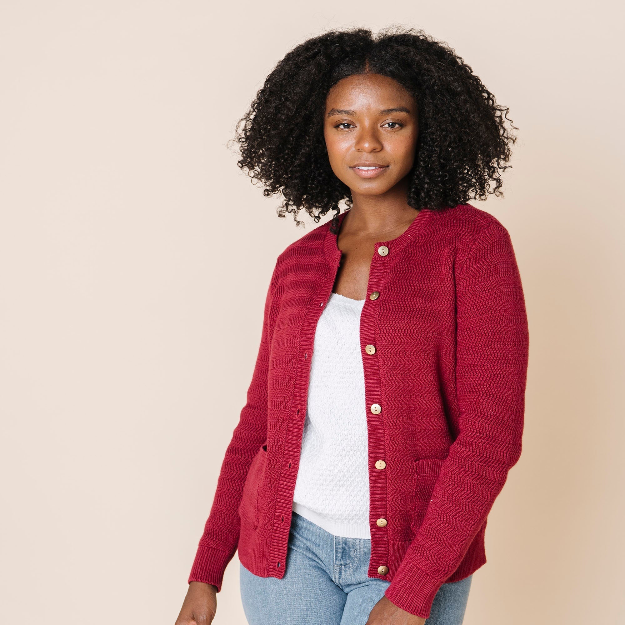 Organic Chevron Stitch Cardigan