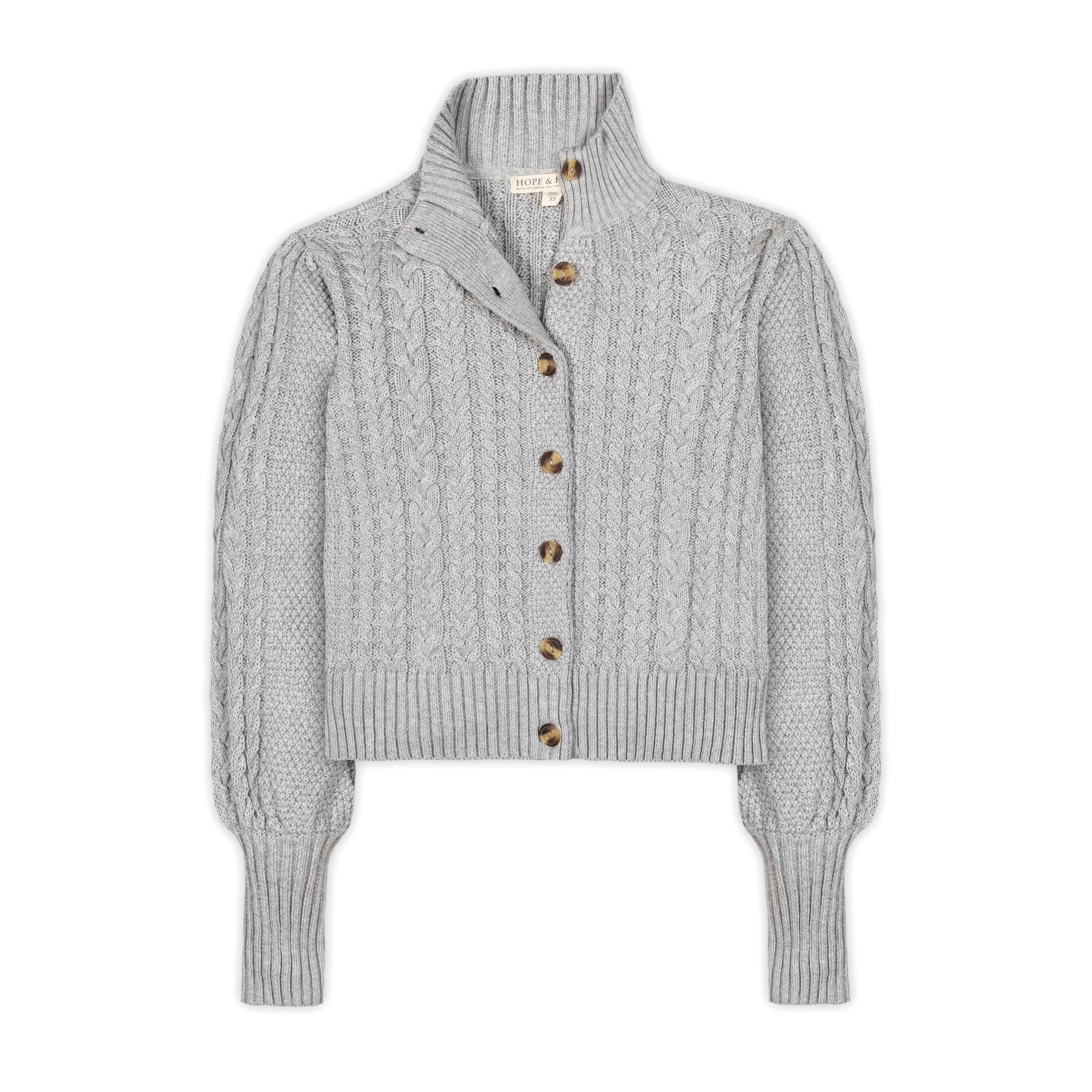 Organic Mock Neck Cable Cardigan