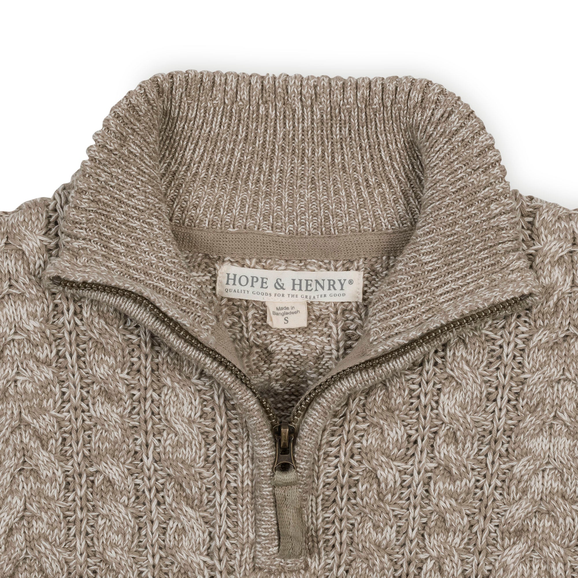 Organic Half Zip Cable Sweater