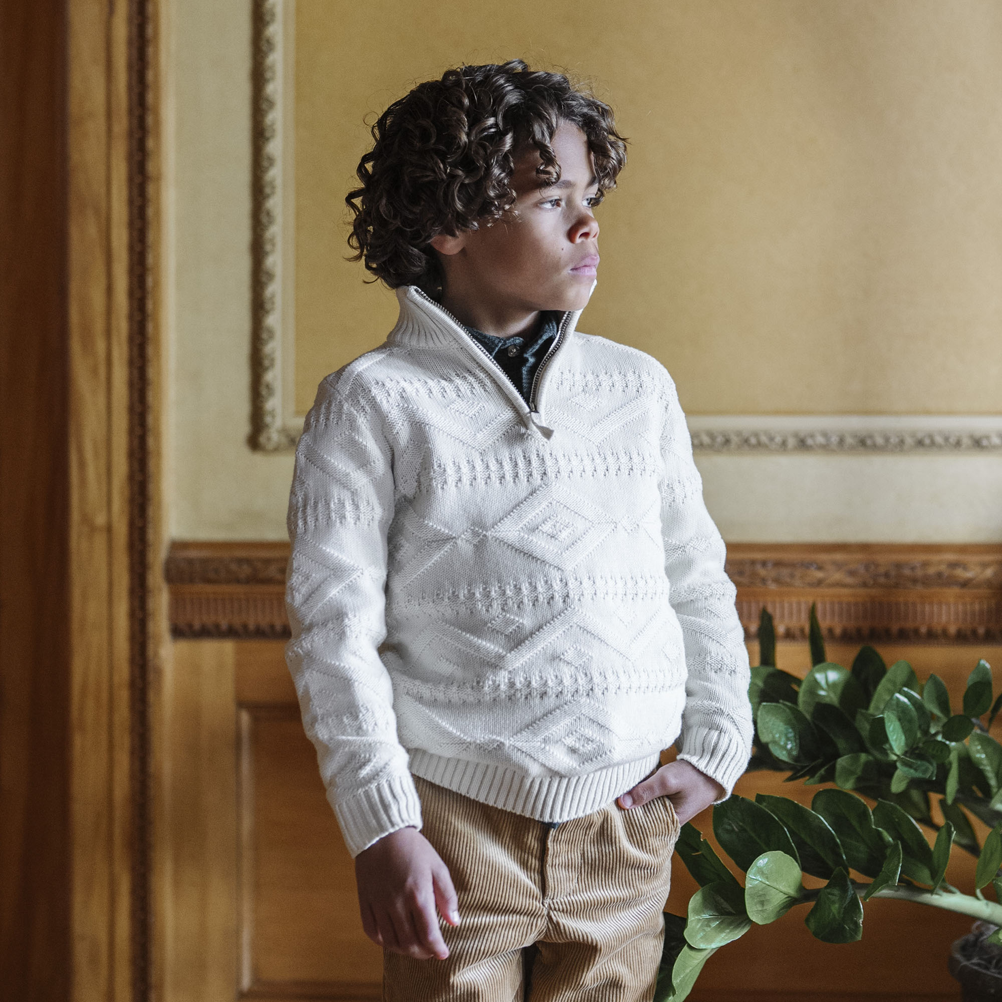 Organic Half Zip Cable Sweater