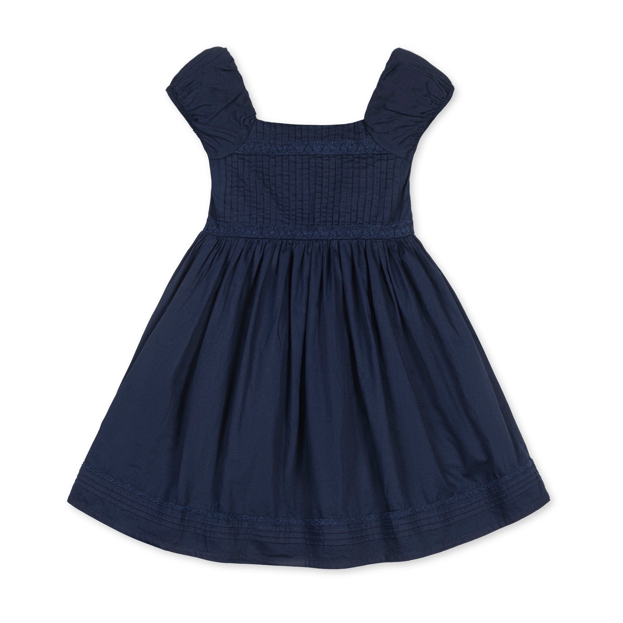 Organic Puff Sleeve Pintuck Dress