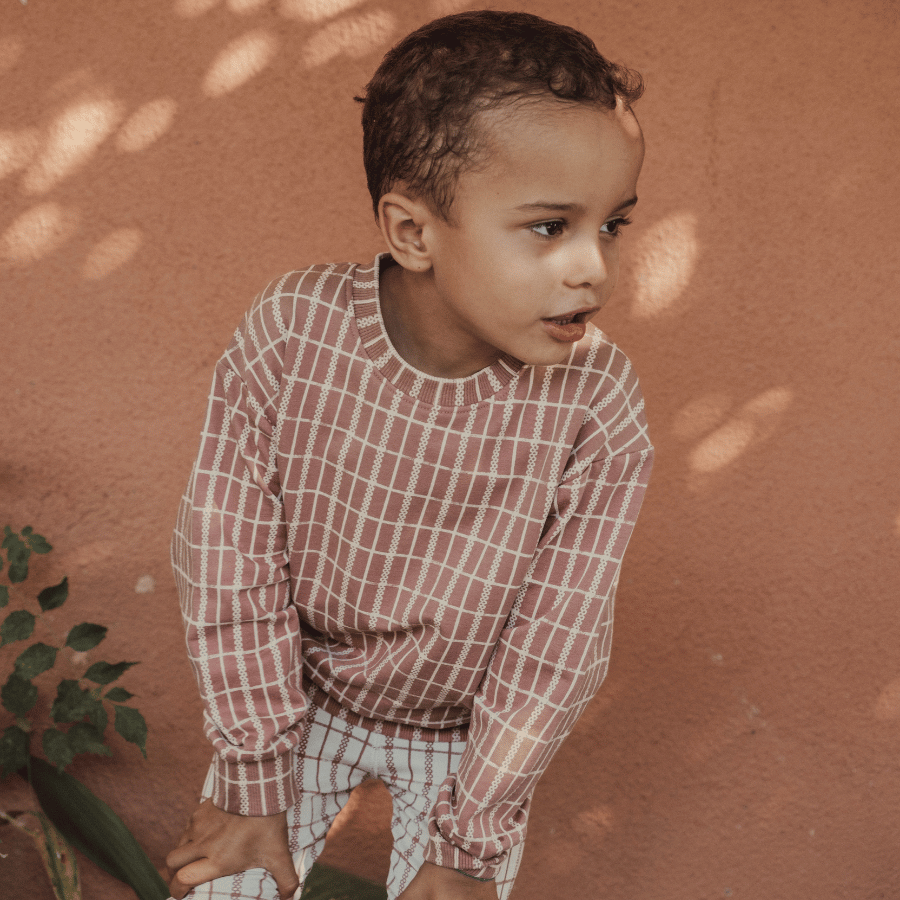 The Printed Sweatshirt - Mauve Check