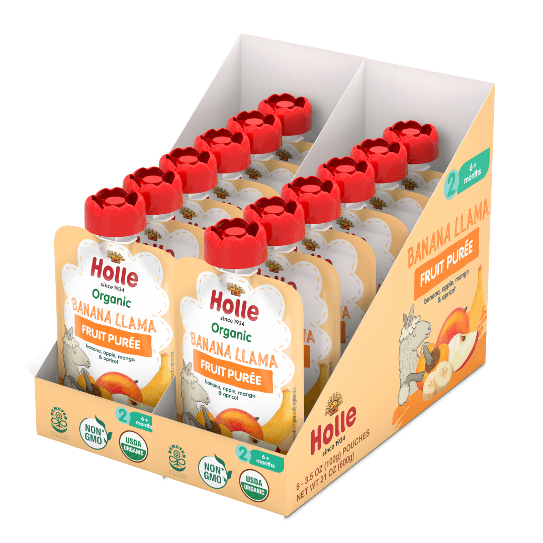 Holle Baby Food Pouches - Organic Fruit Puree - Banana Llama