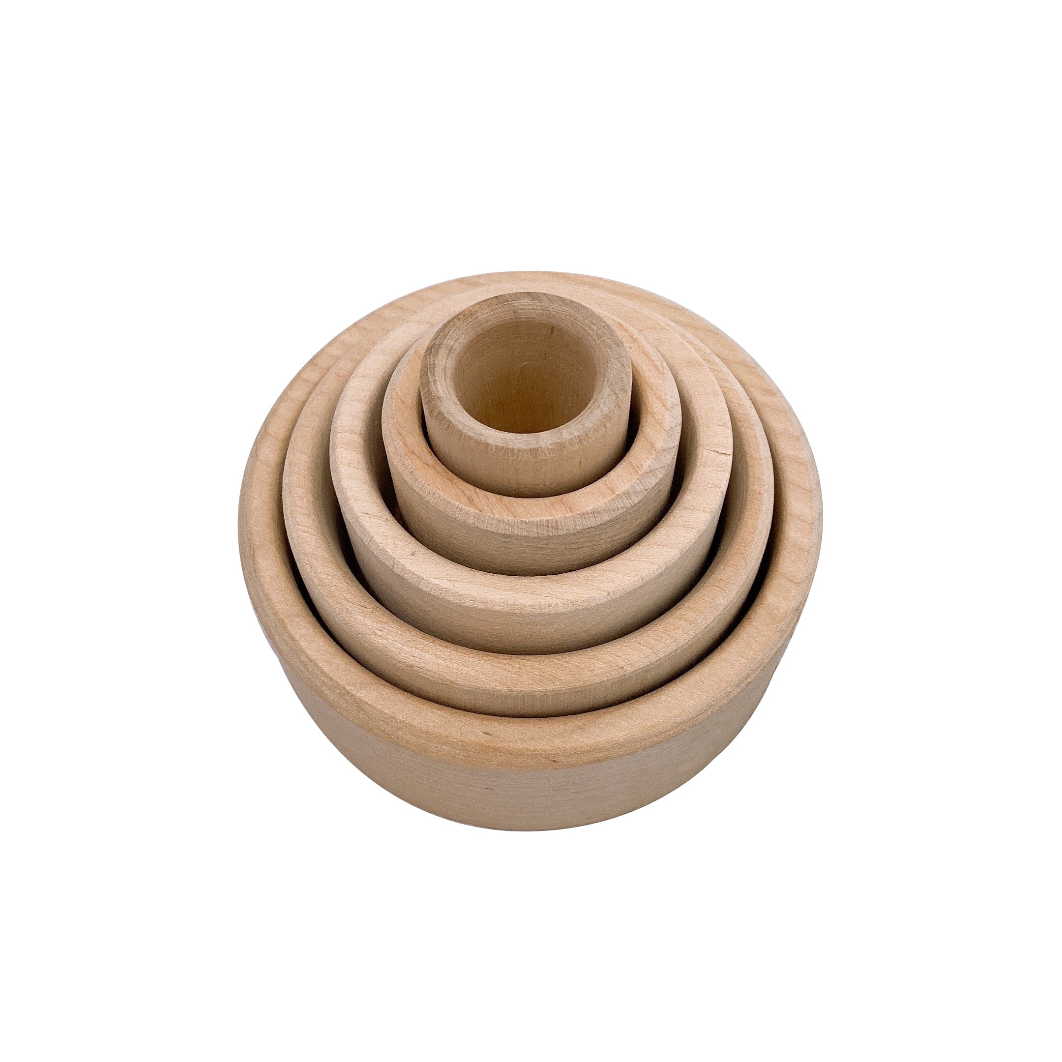 **Pre-order (Ships in 1-2 Weeks)**5 Pcs Natural Wooden Stacking & Nesting Cup Bowl Set