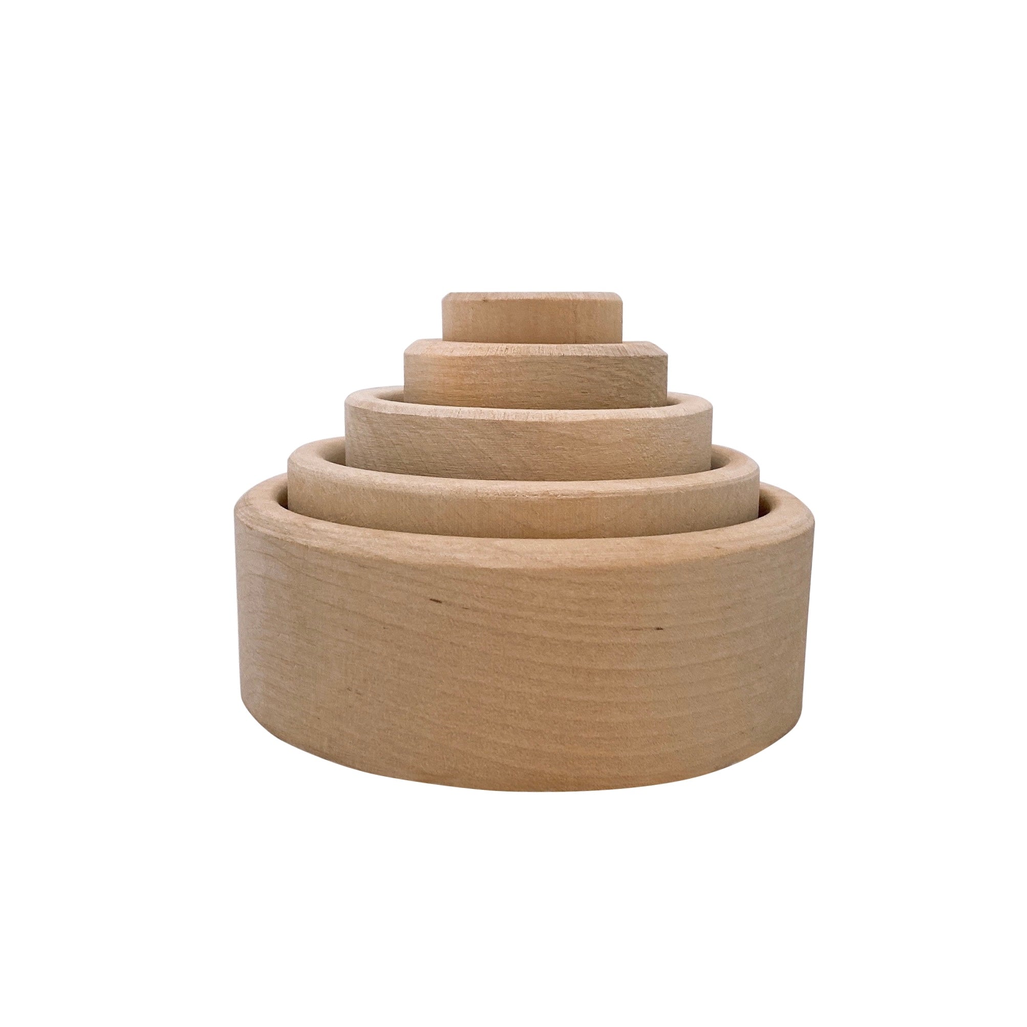 **Pre-order (Ships in 1-2 Weeks)**5 Pcs Natural Wooden Stacking & Nesting Cup Bowl Set