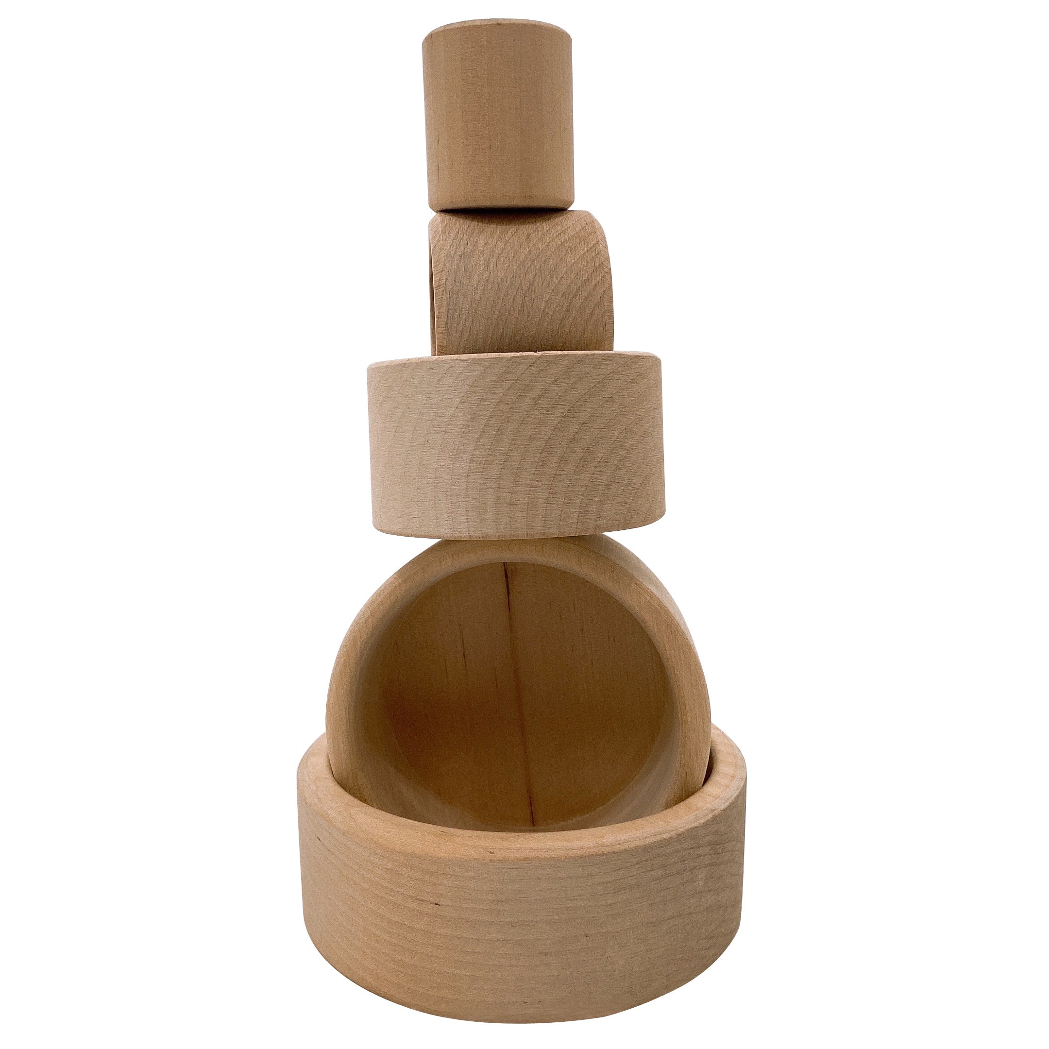 **Pre-order (Ships in 1-2 Weeks)**5 Pcs Natural Wooden Stacking & Nesting Cup Bowl Set