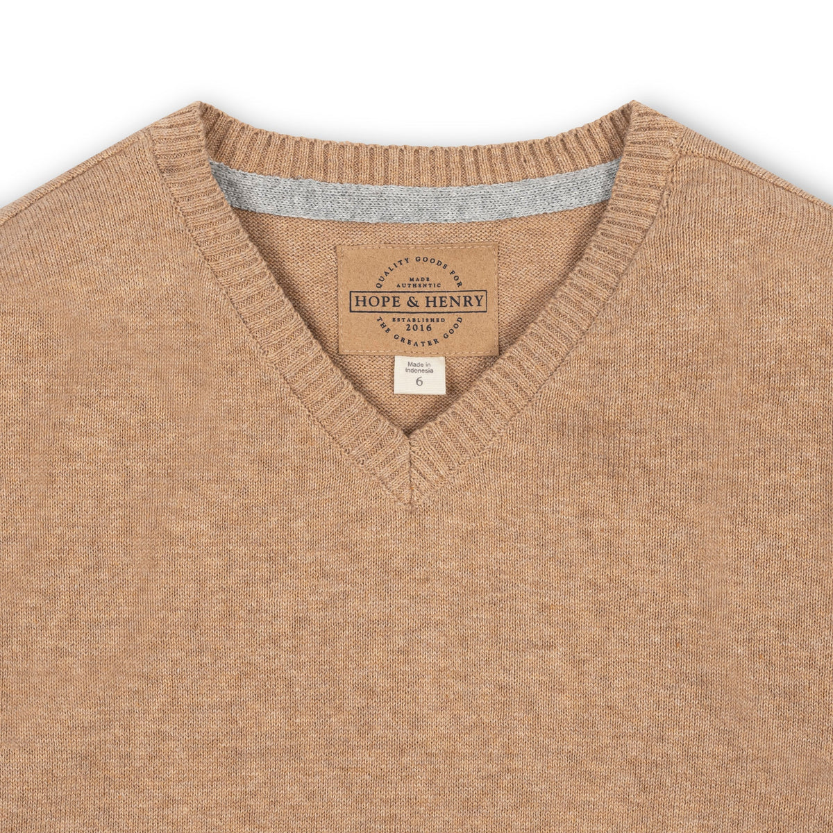 Organic V-Neck Sweater with Elbow Patches