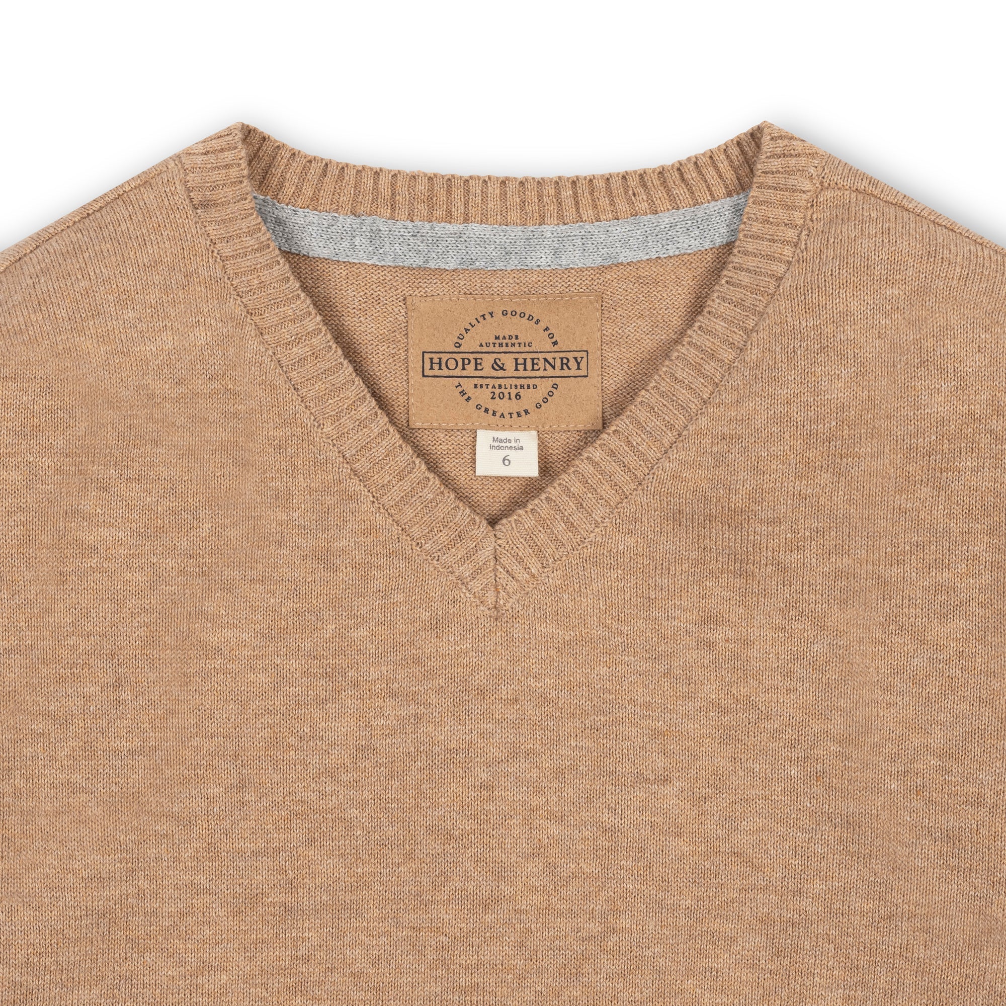 Organic V-Neck Sweater with Elbow Patches