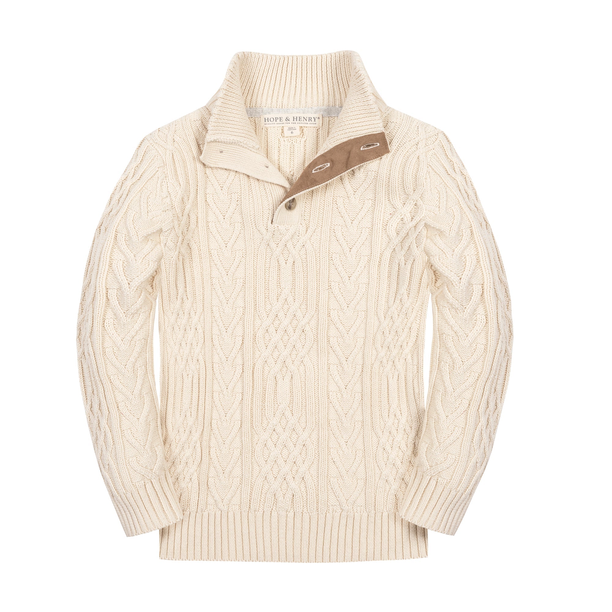 Organic Mock Neck Cable Sweater
