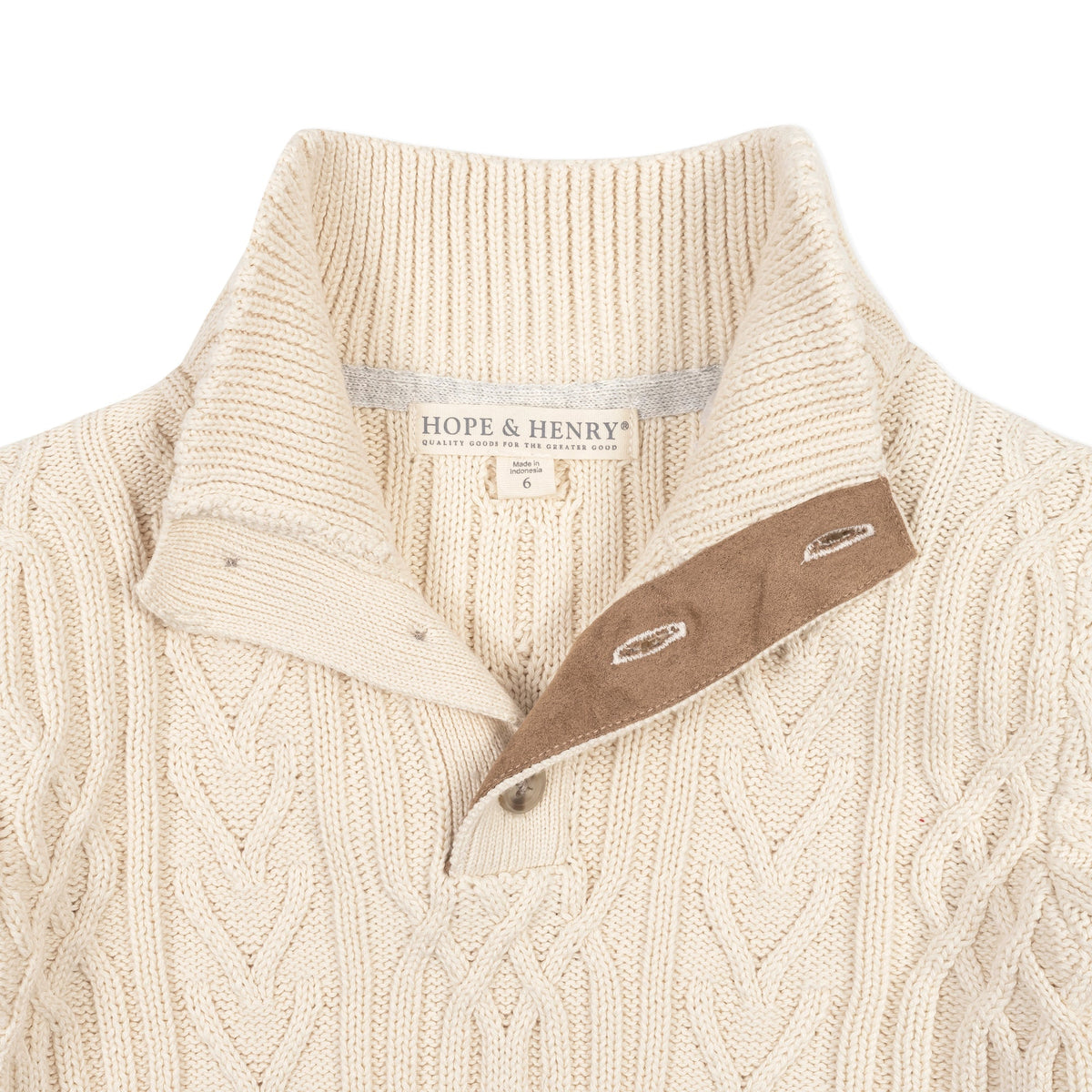 Organic Mock Neck Cable Sweater