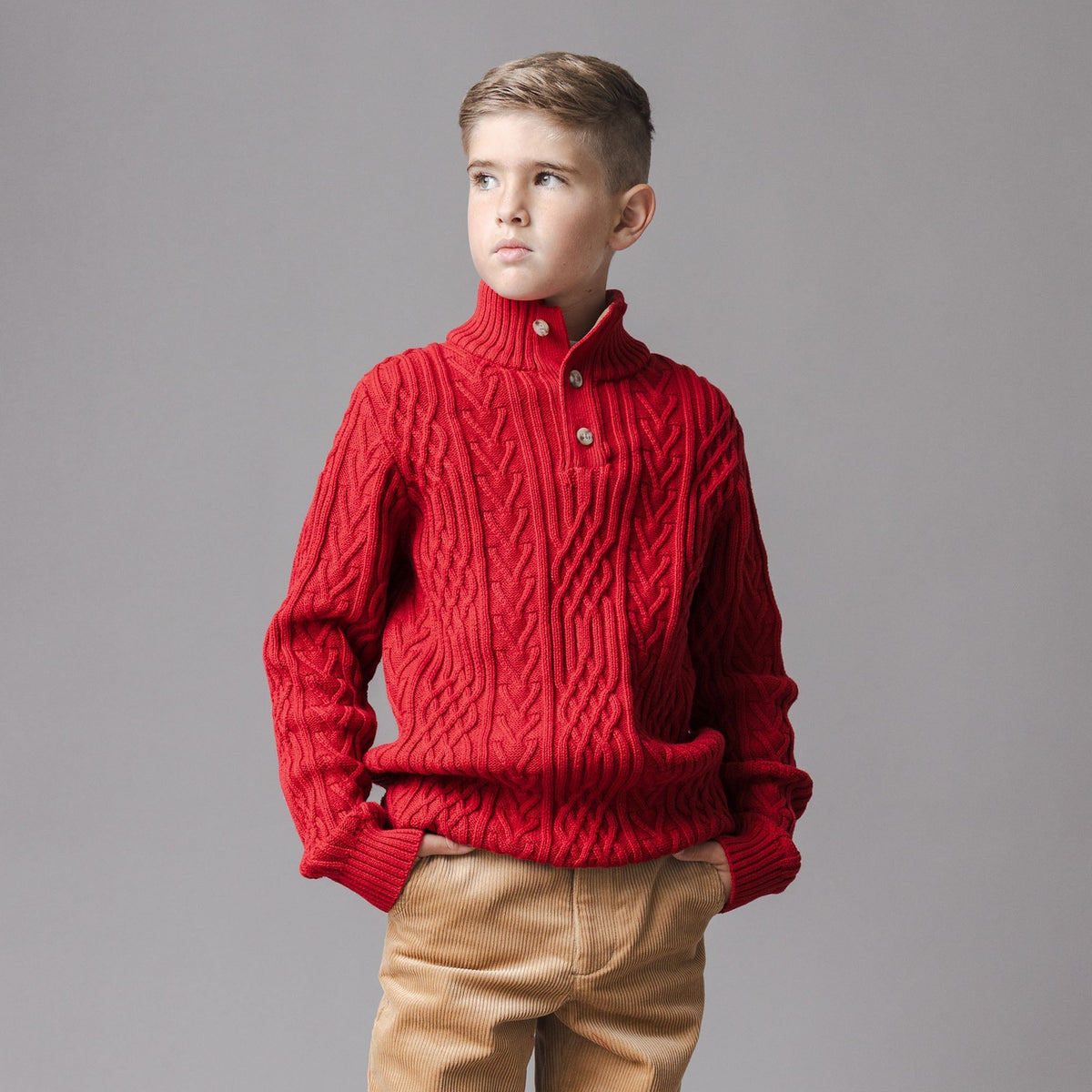 Organic Mock Neck Cable Sweater