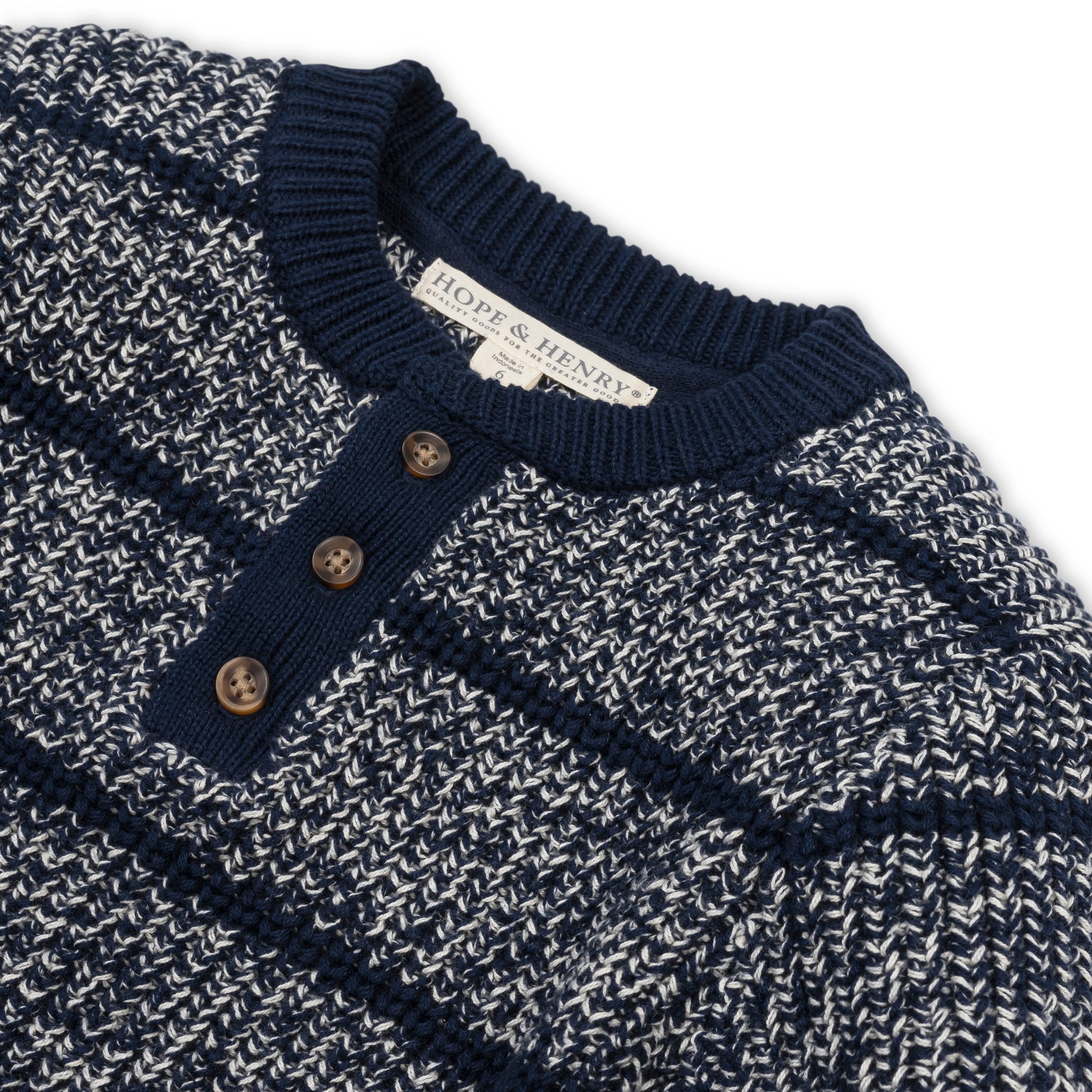 Organic Sweater Henley with Elbow Patches