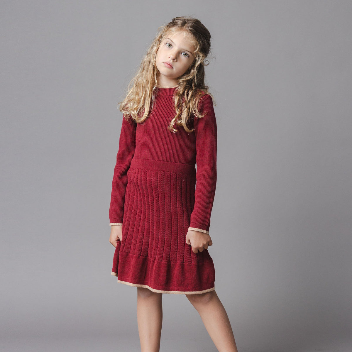 Organic Mock Neck Flounce Sweater Dress