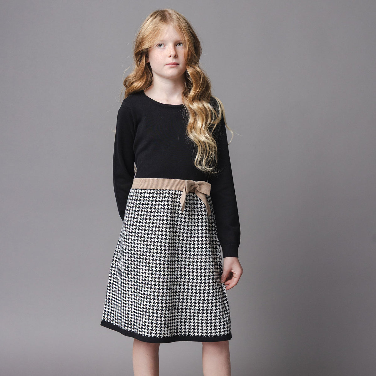 Organic Skater Sweater Dress with Bow
