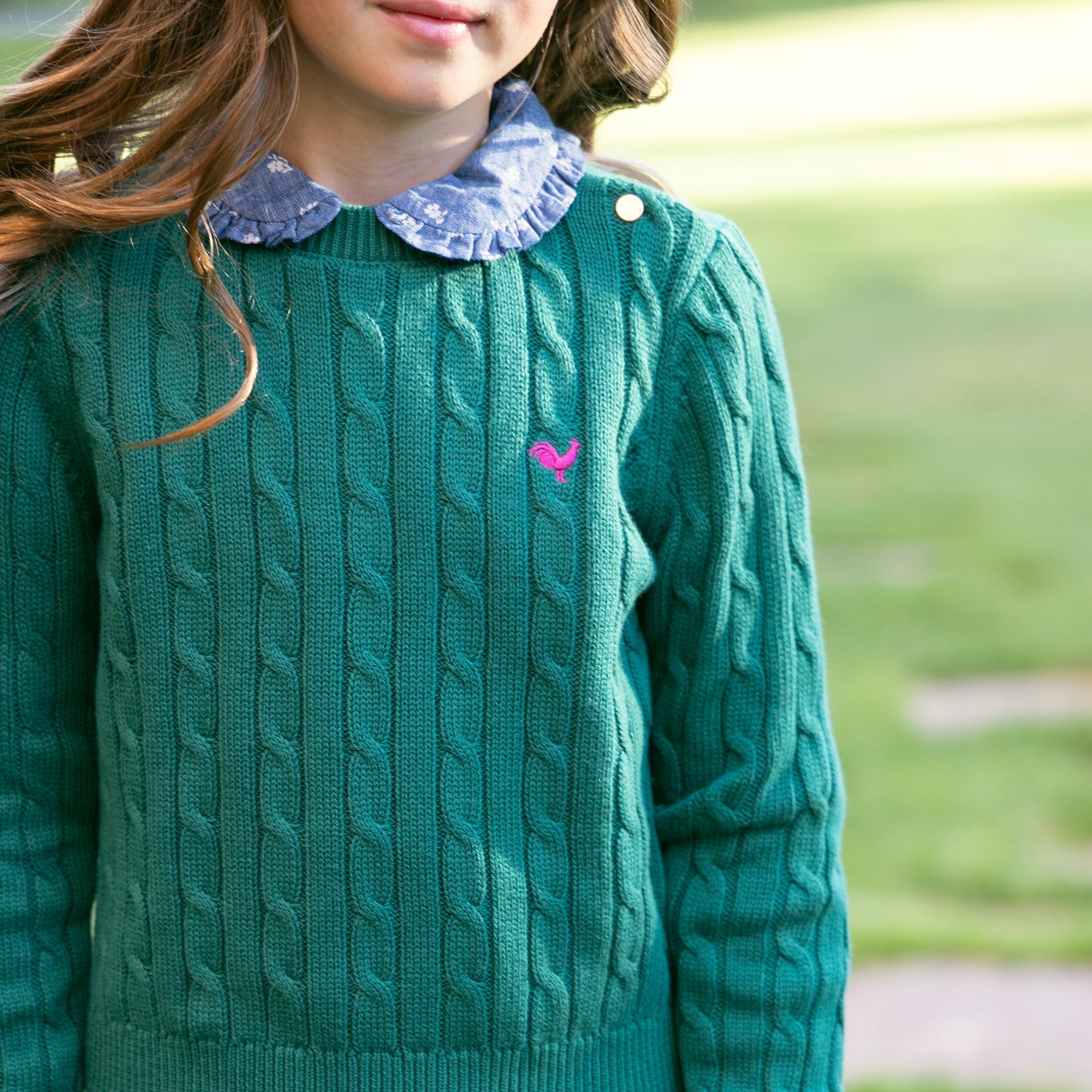 Organic Crew Neck Cable Sweater