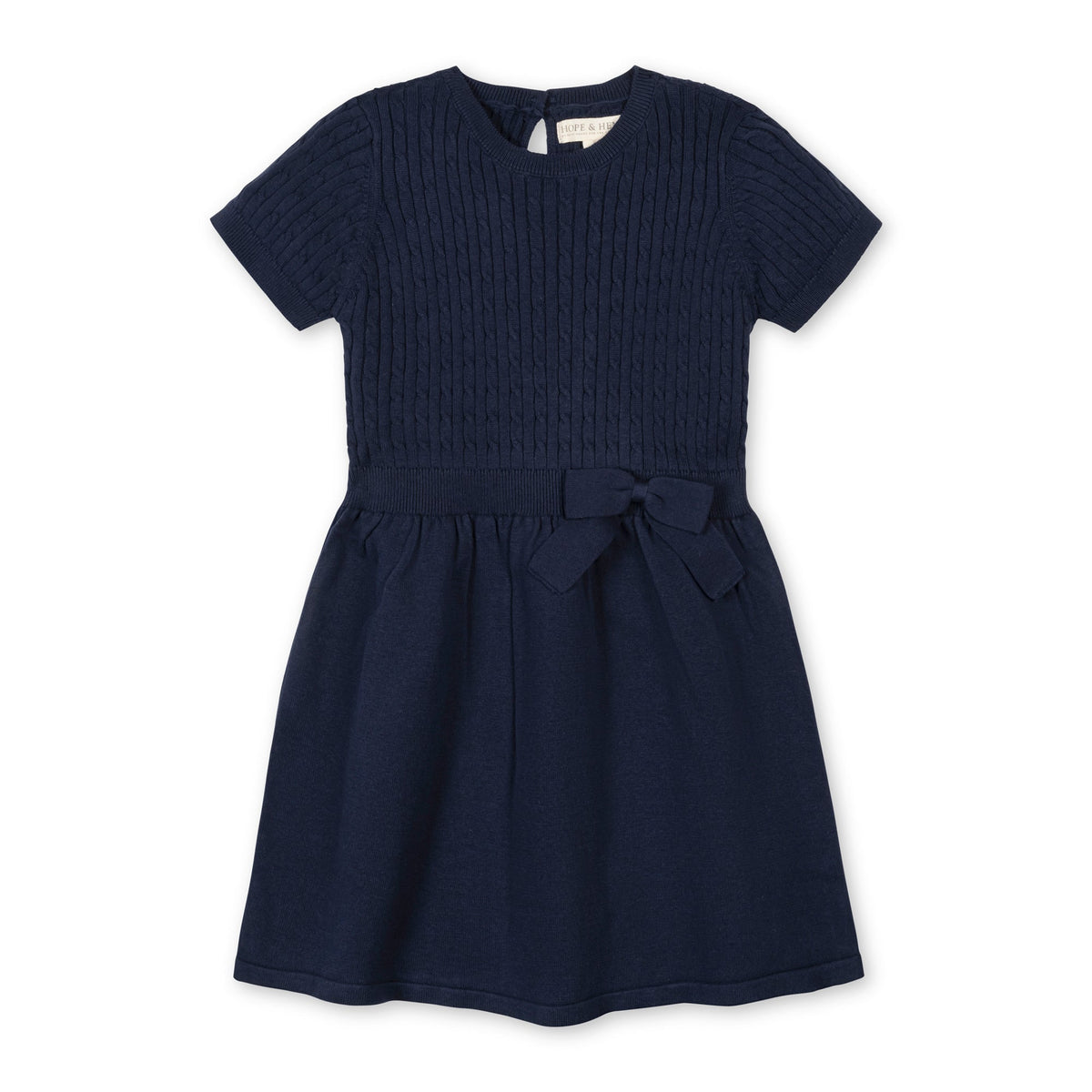 Organic Short Sleeve Cable Sweater Dress