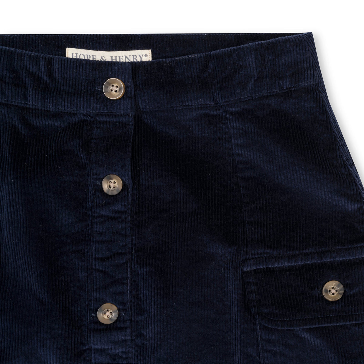 Organic Corduroy Button Front Skirt