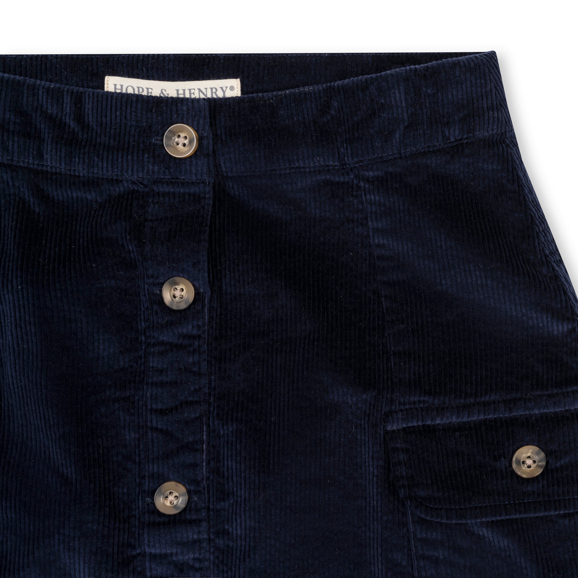 Organic Corduroy Button Front Skirt