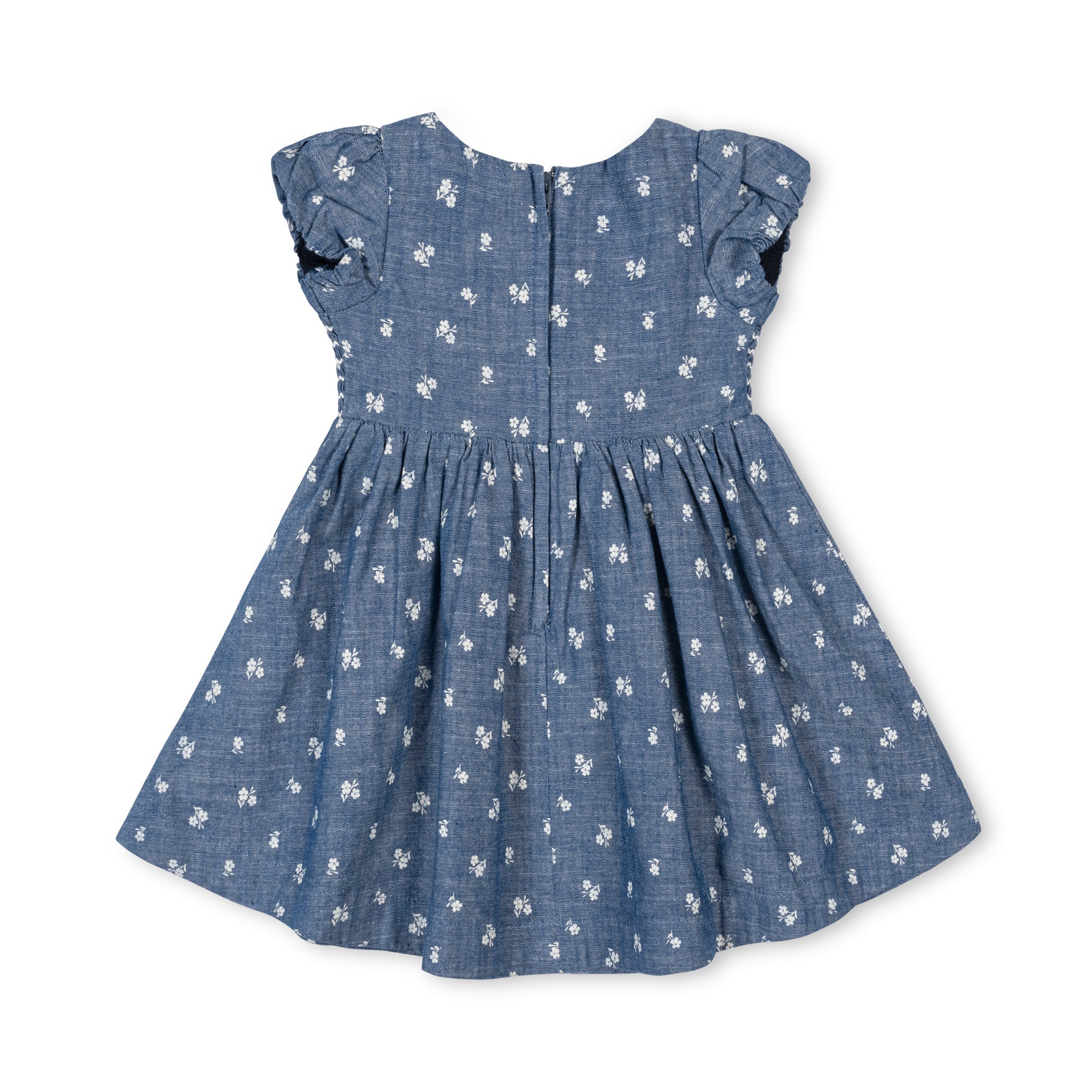 Organic Chambray Smocked Puff Sleeve Dress