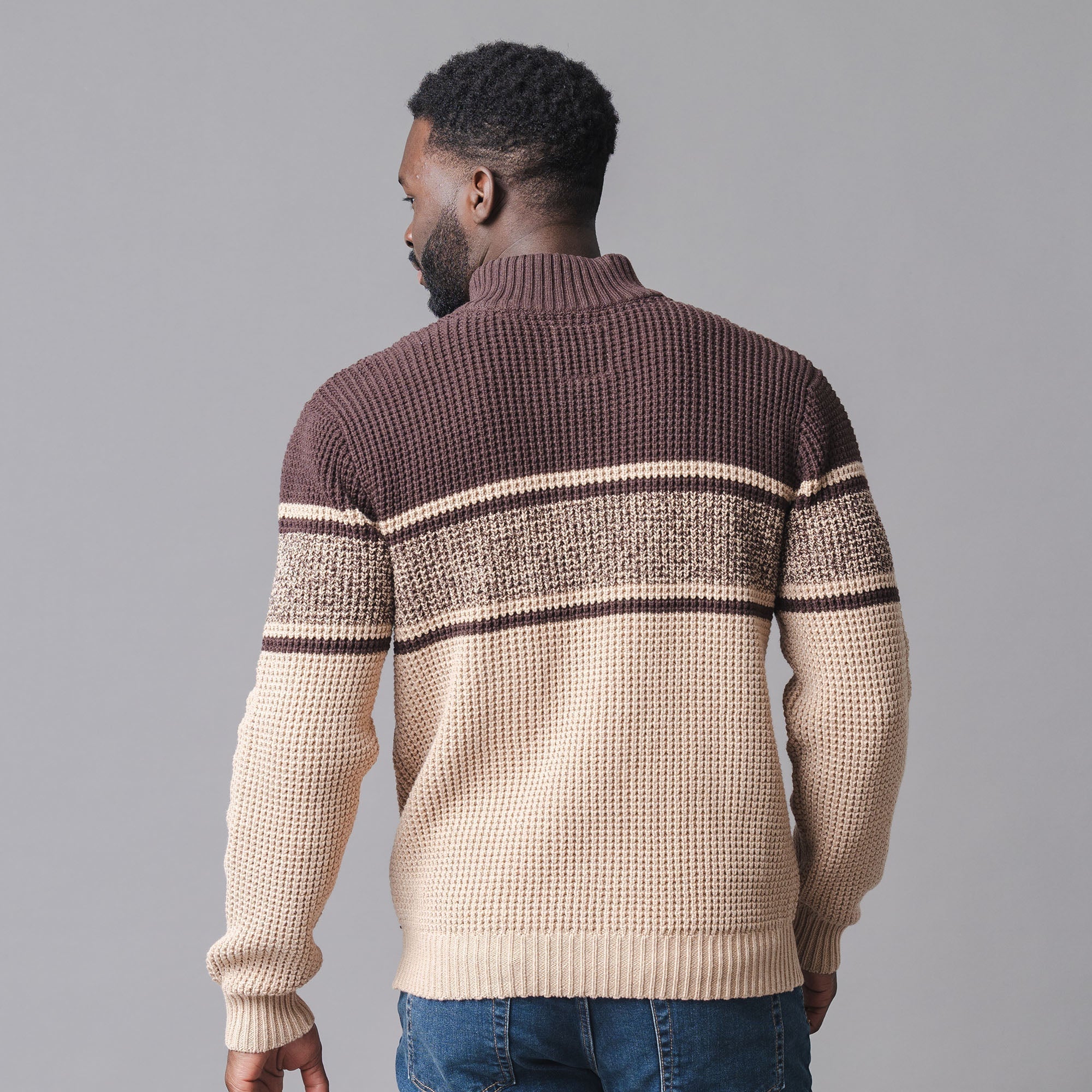 Organic Mock Neck Waffle Sweater