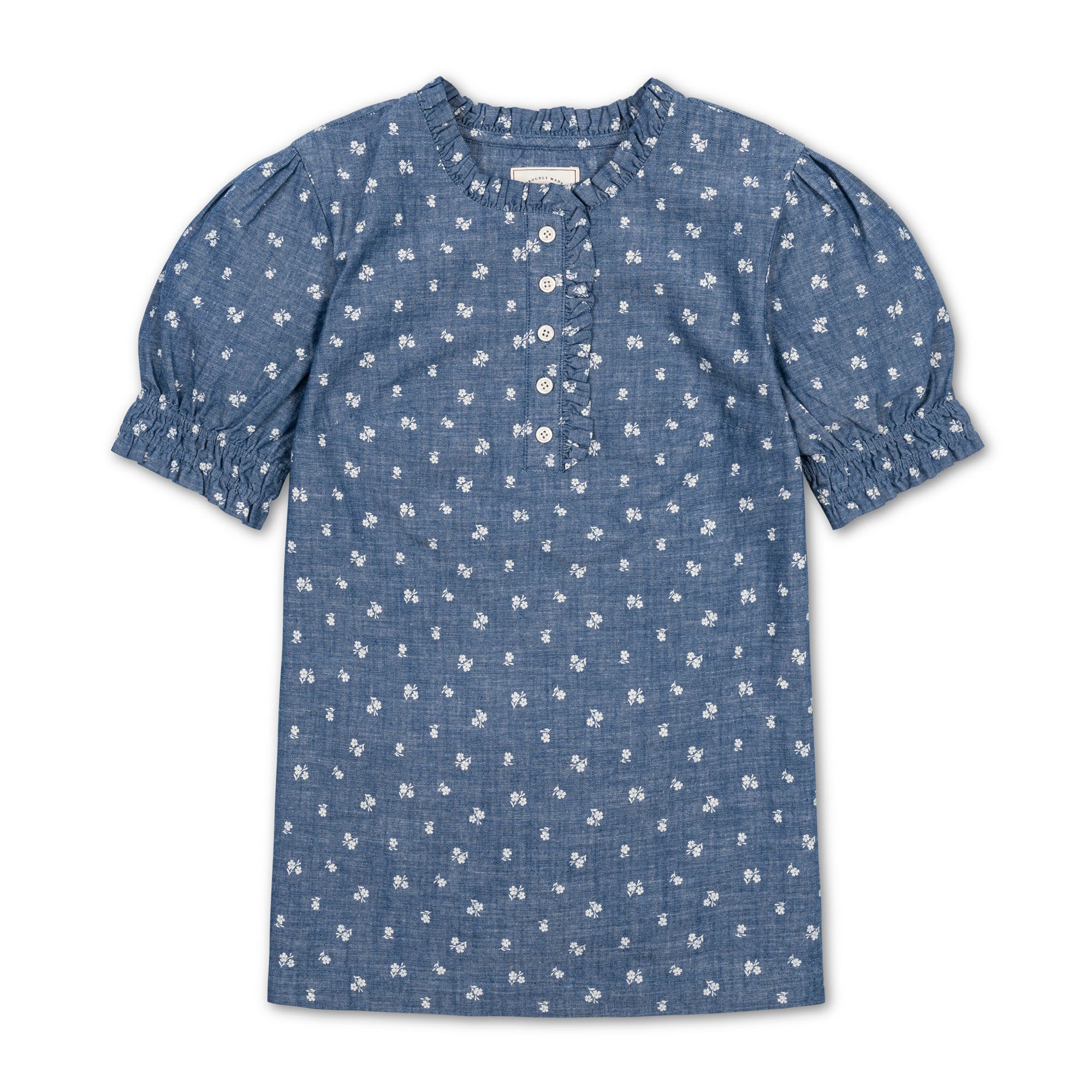 Organic Chambray Puff Sleeve Top