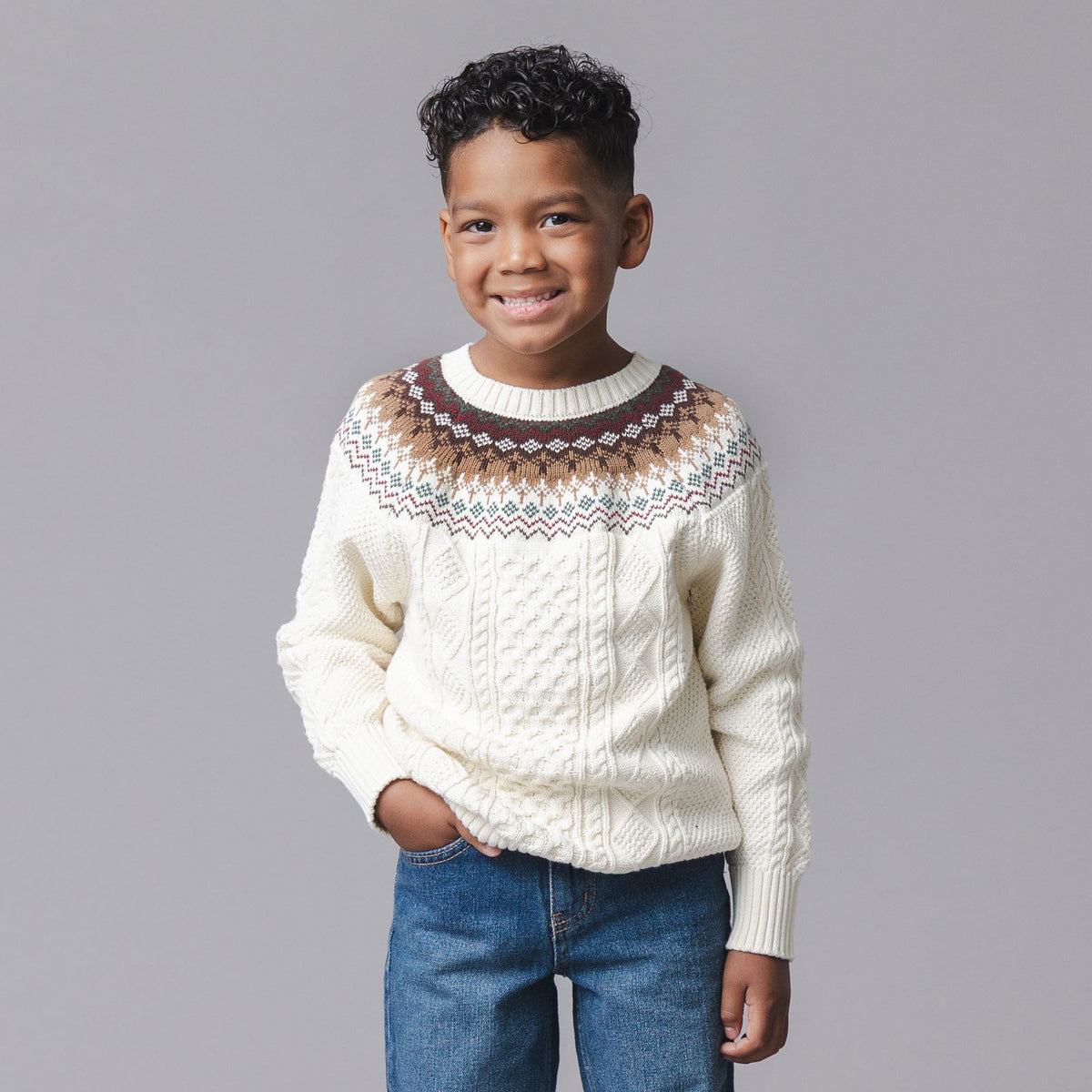 Organic Fair Isle Cable Sweater