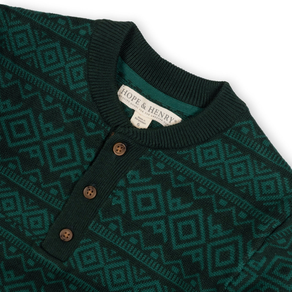Organic Sweater Henley with Elbow Patches