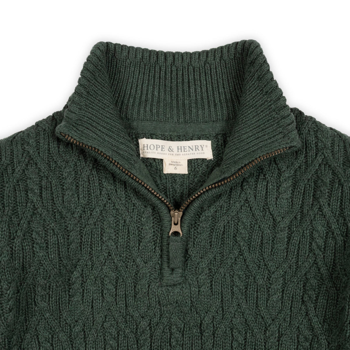 Organic Half Zip Cable Sweater