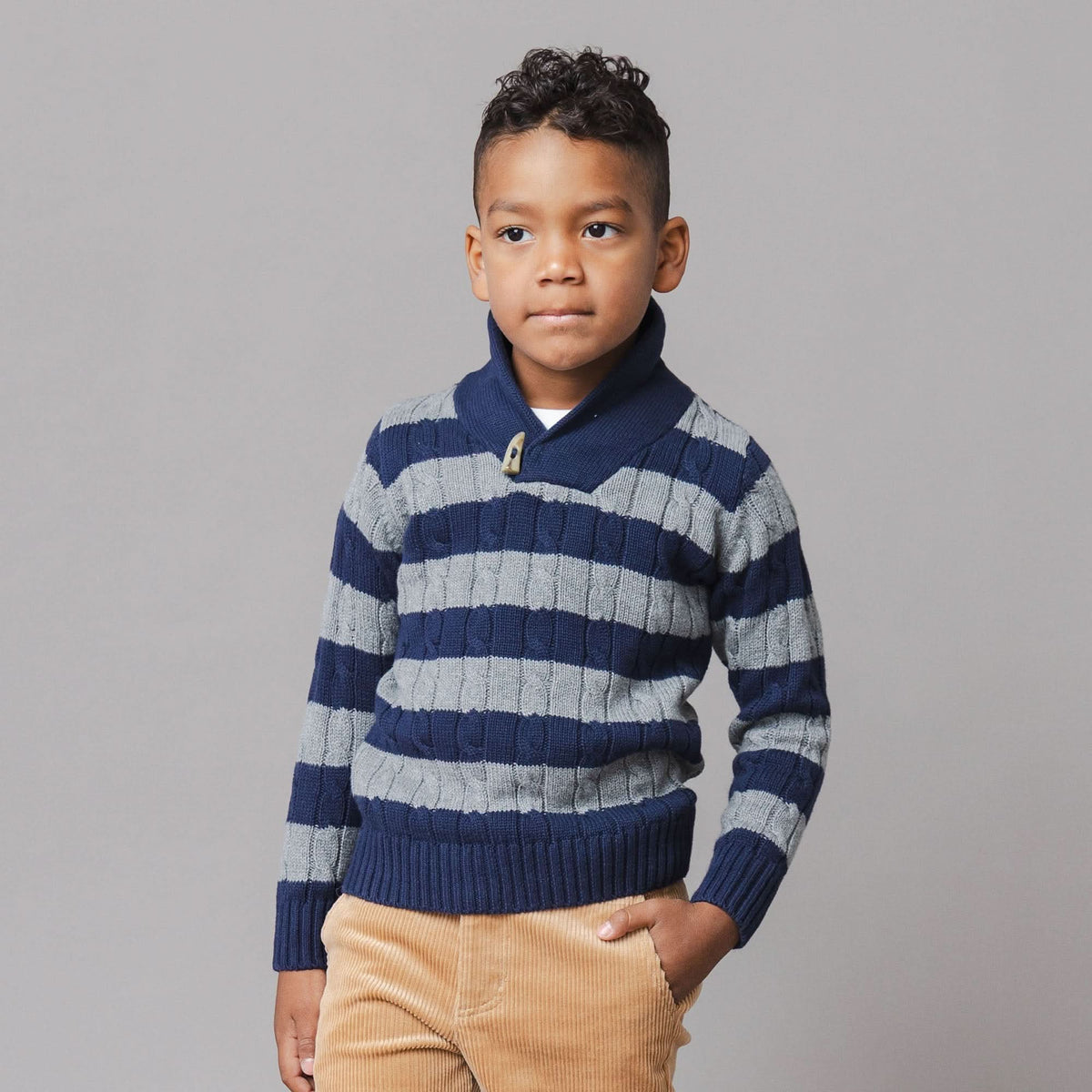 Shawl Collar Cable Sweater