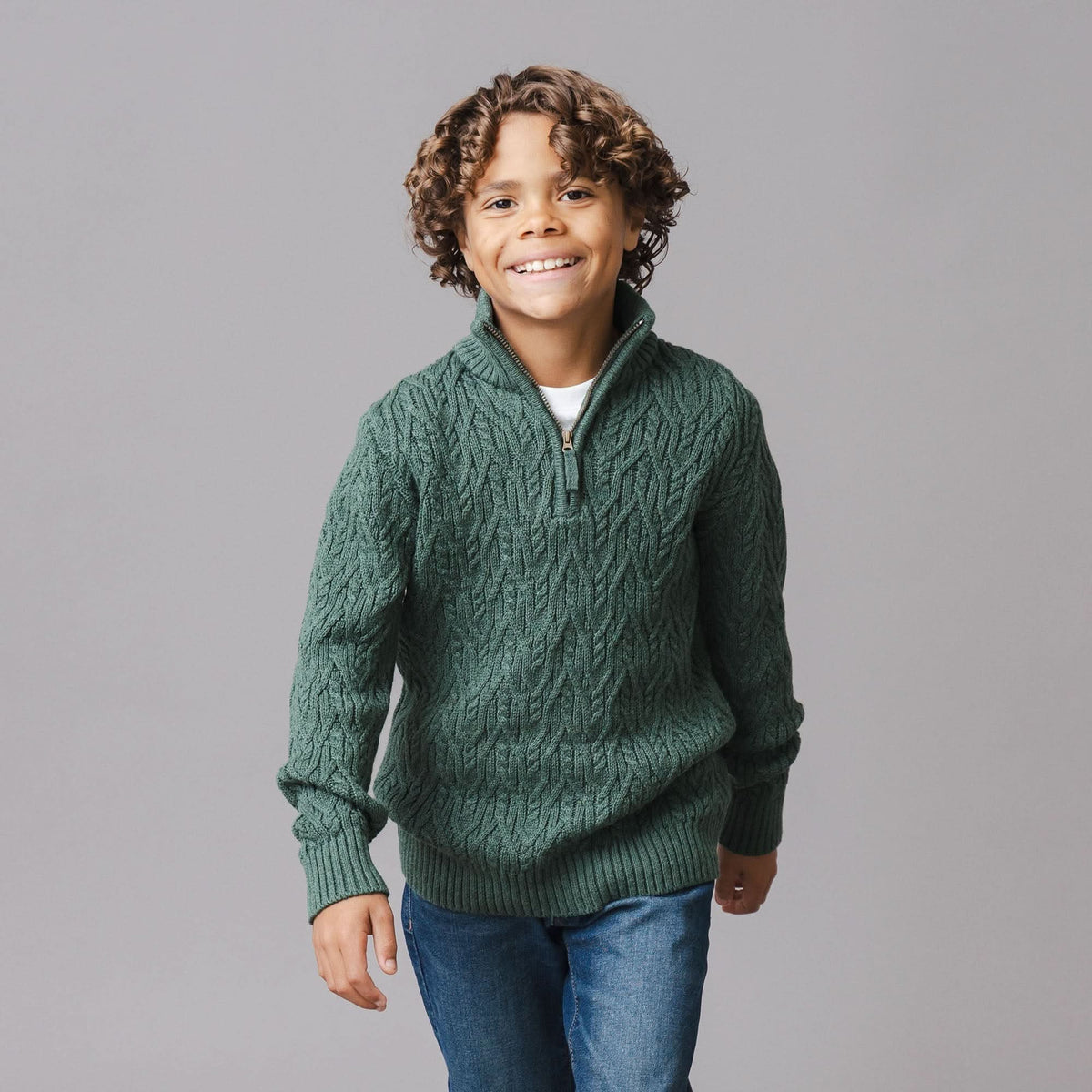 Organic Half Zip Cable Sweater