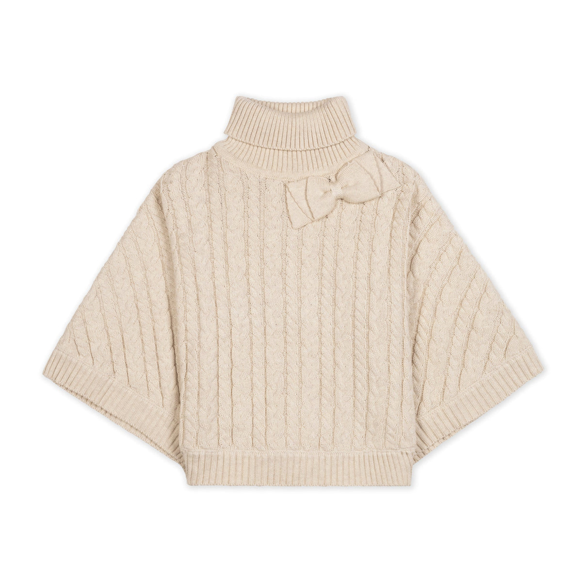 Organic Turtleneck Sweater Cape with Bow