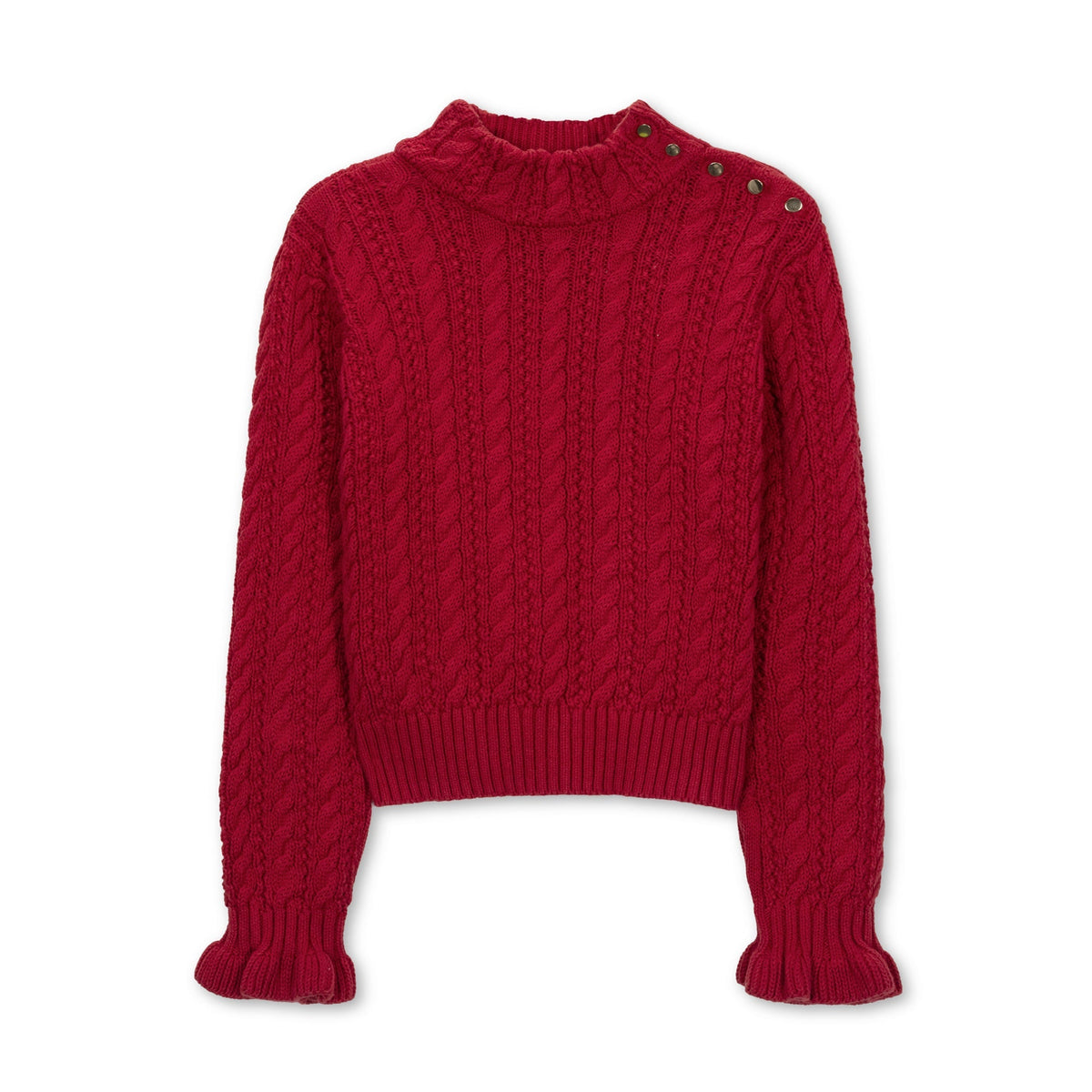 Organic Ruffle Cuff Turtleneck Sweater