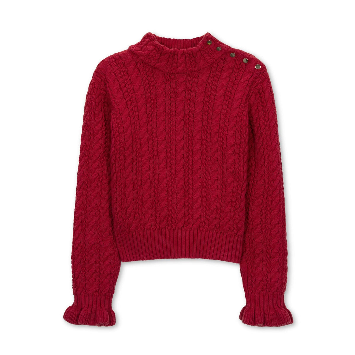 Organic Ruffle Cuff Turtleneck Sweater