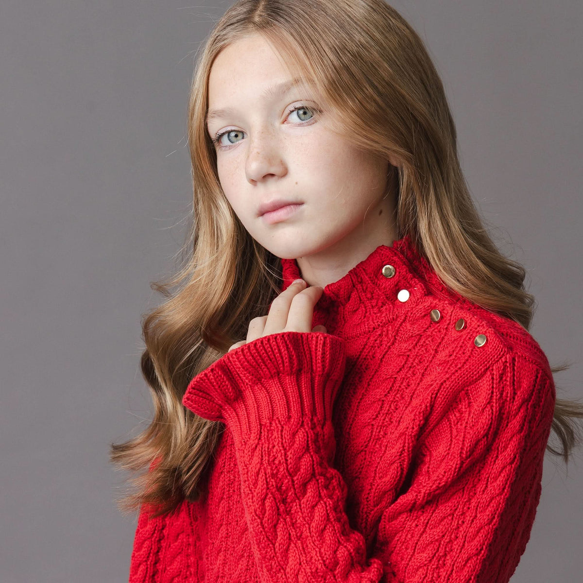 Organic Ruffle Cuff Turtleneck Sweater