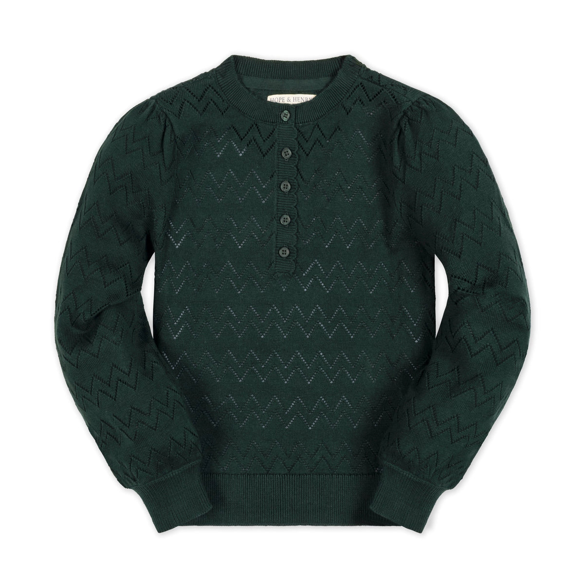 Organic Puff Sleeve Henley Sweater