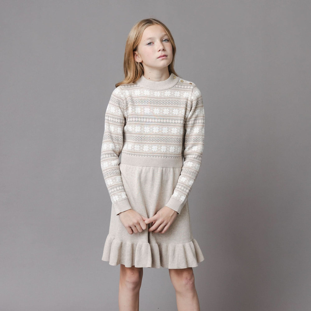 Organic Mock Neck Flounce Sweater Dress
