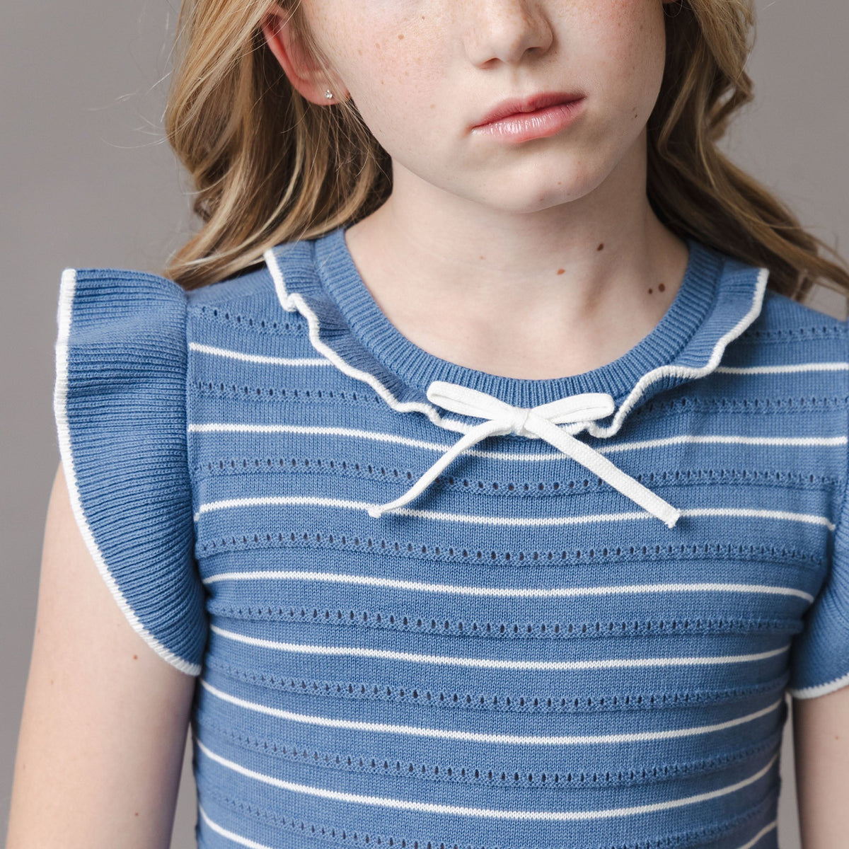 Organic Flutter Sleeve Pleated Sweater Dress