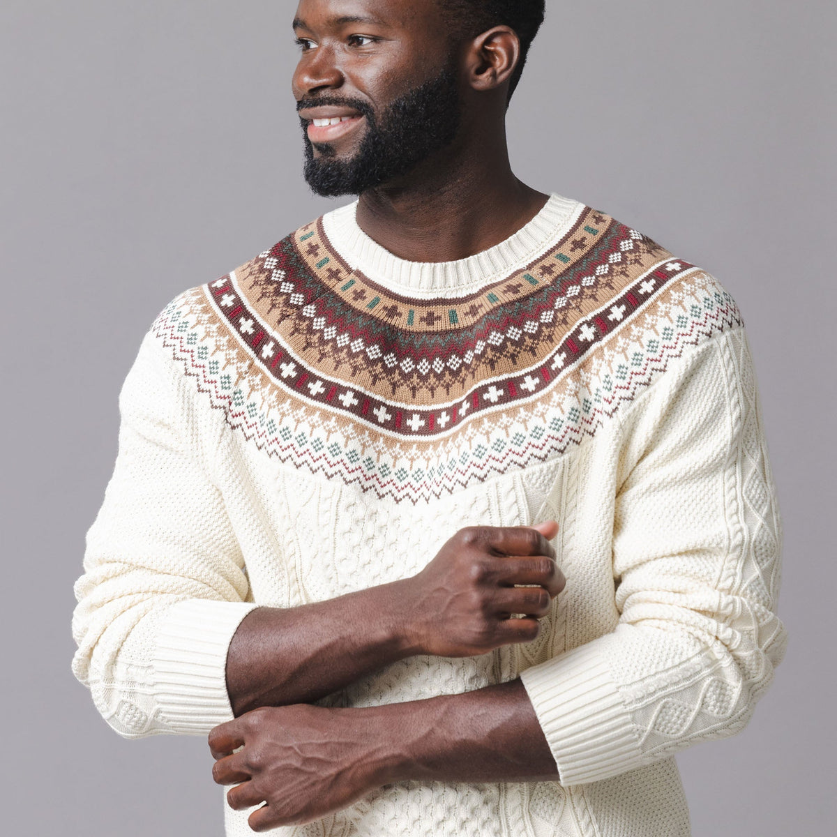 Organic Fair Isle Cable Sweater