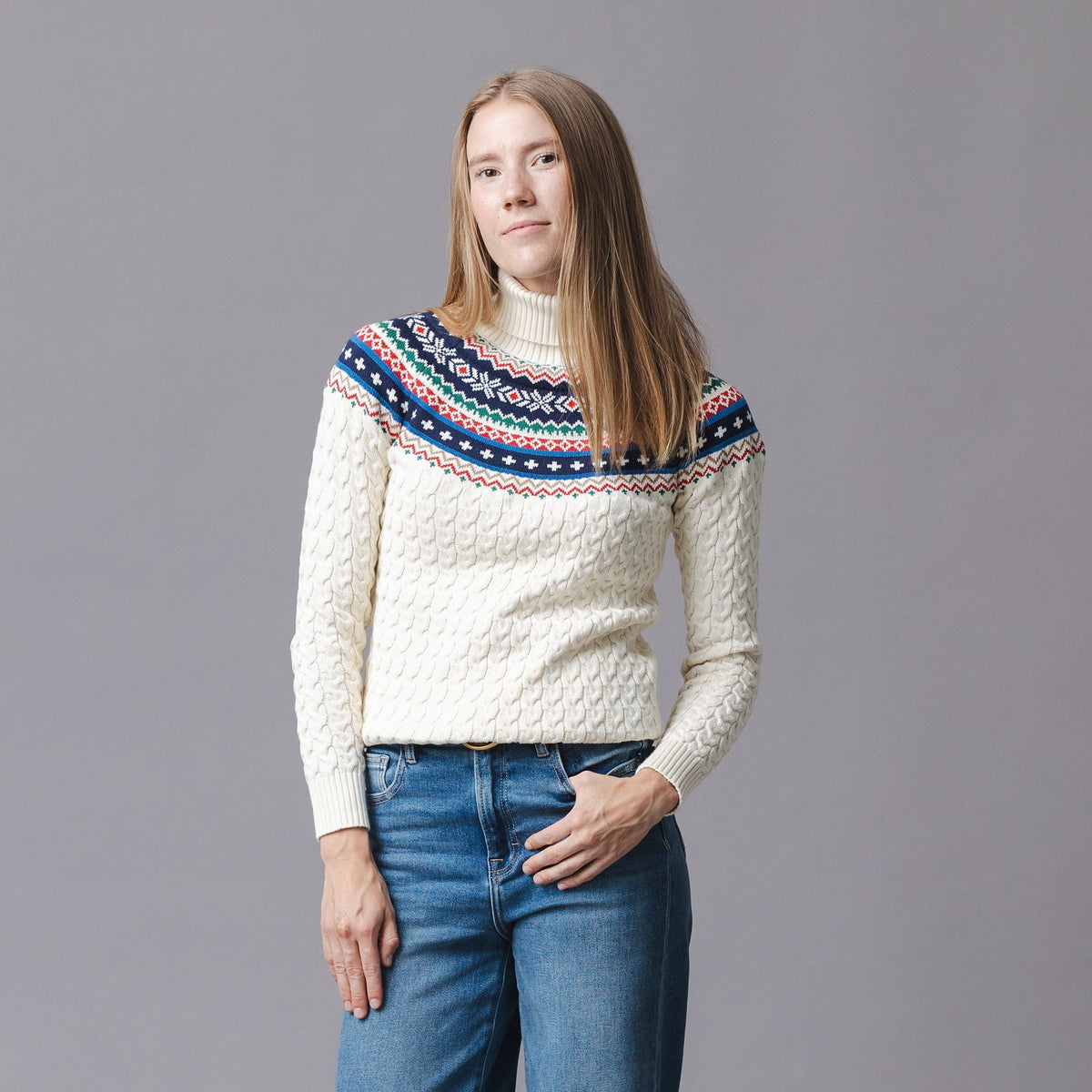 Organic Fair Isle Cable Sweater