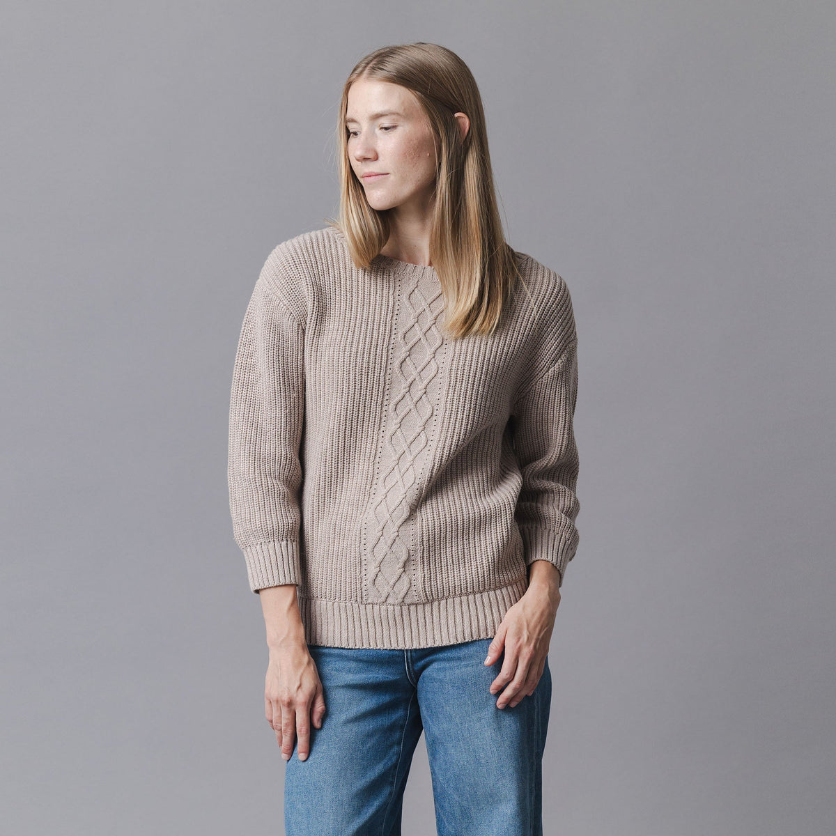 Organic Boatneck Cable Sweater
