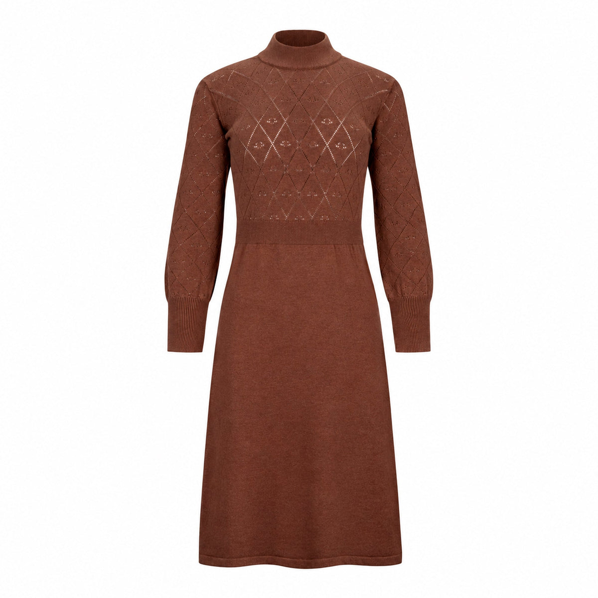Organic Puff Sleeve Pointelle Sweater Dress