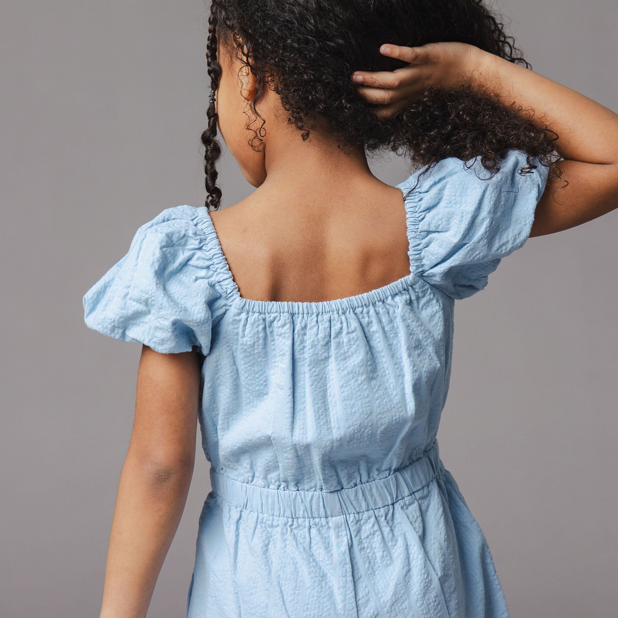 Organic Puff Sleeve Seersucker Romper