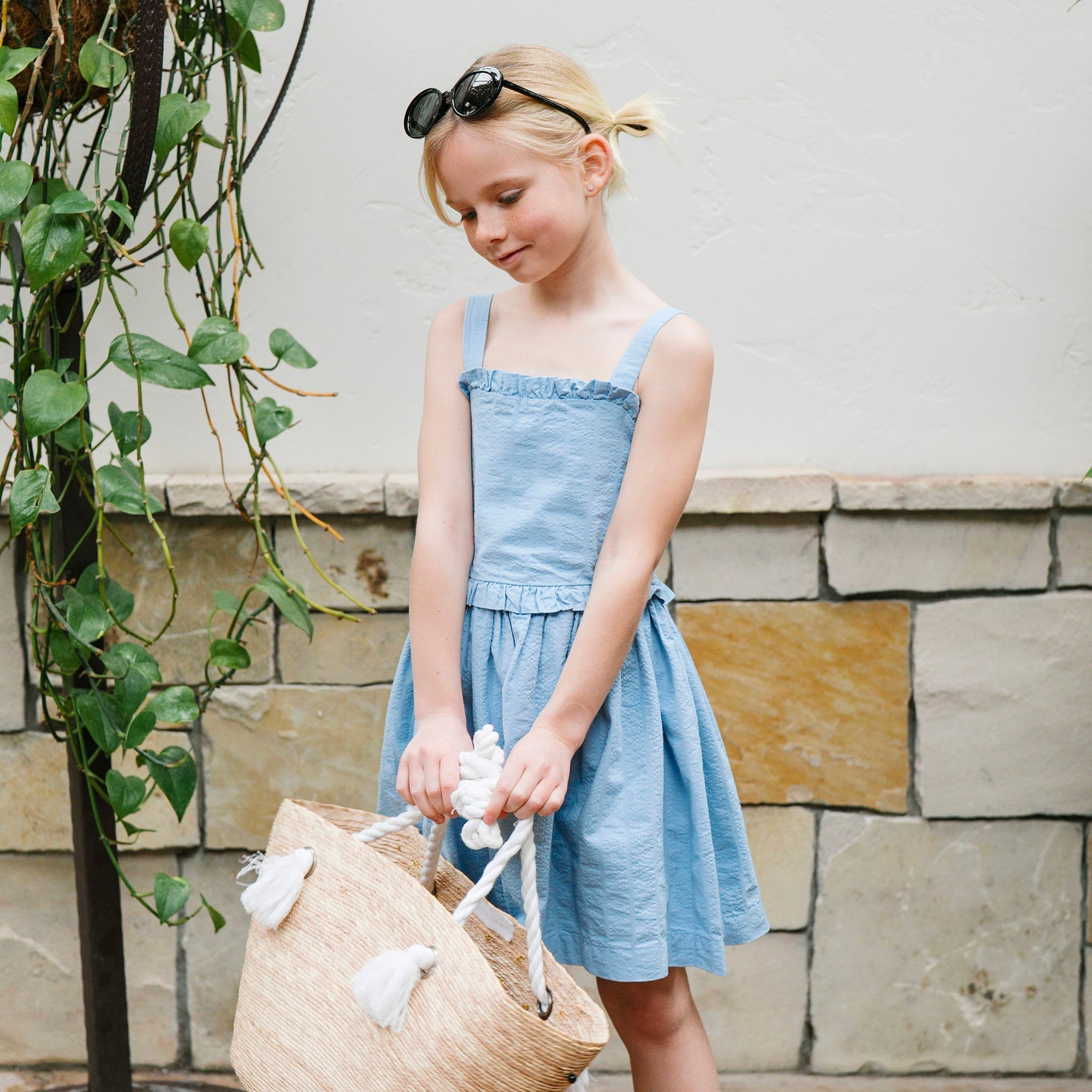 Organic Ruffle Edge Seersucker Dress