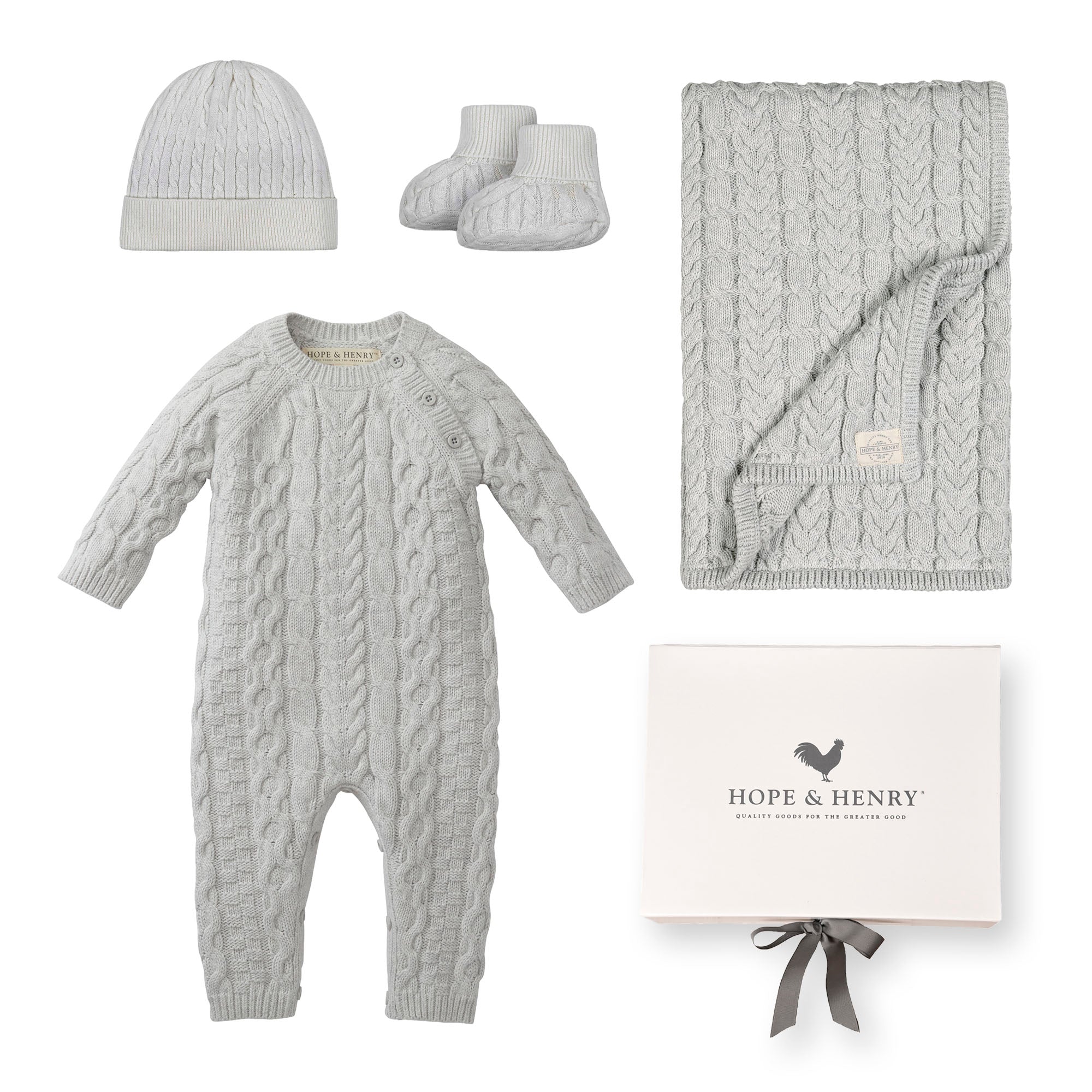 Organic Cable Romper 4-Piece Boxed Gift Set