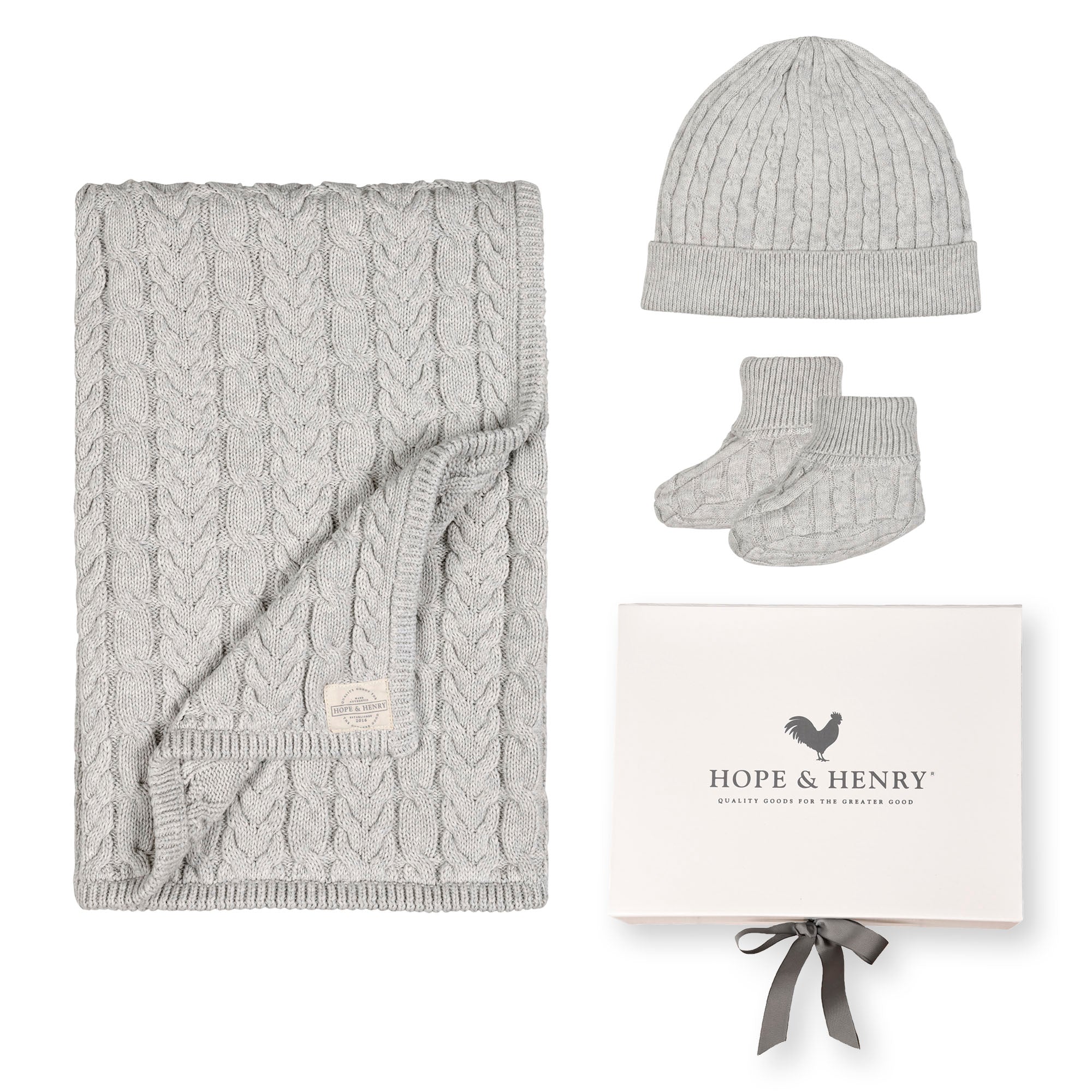 Organic Cable Knit 3-Piece Boxed Gift Set