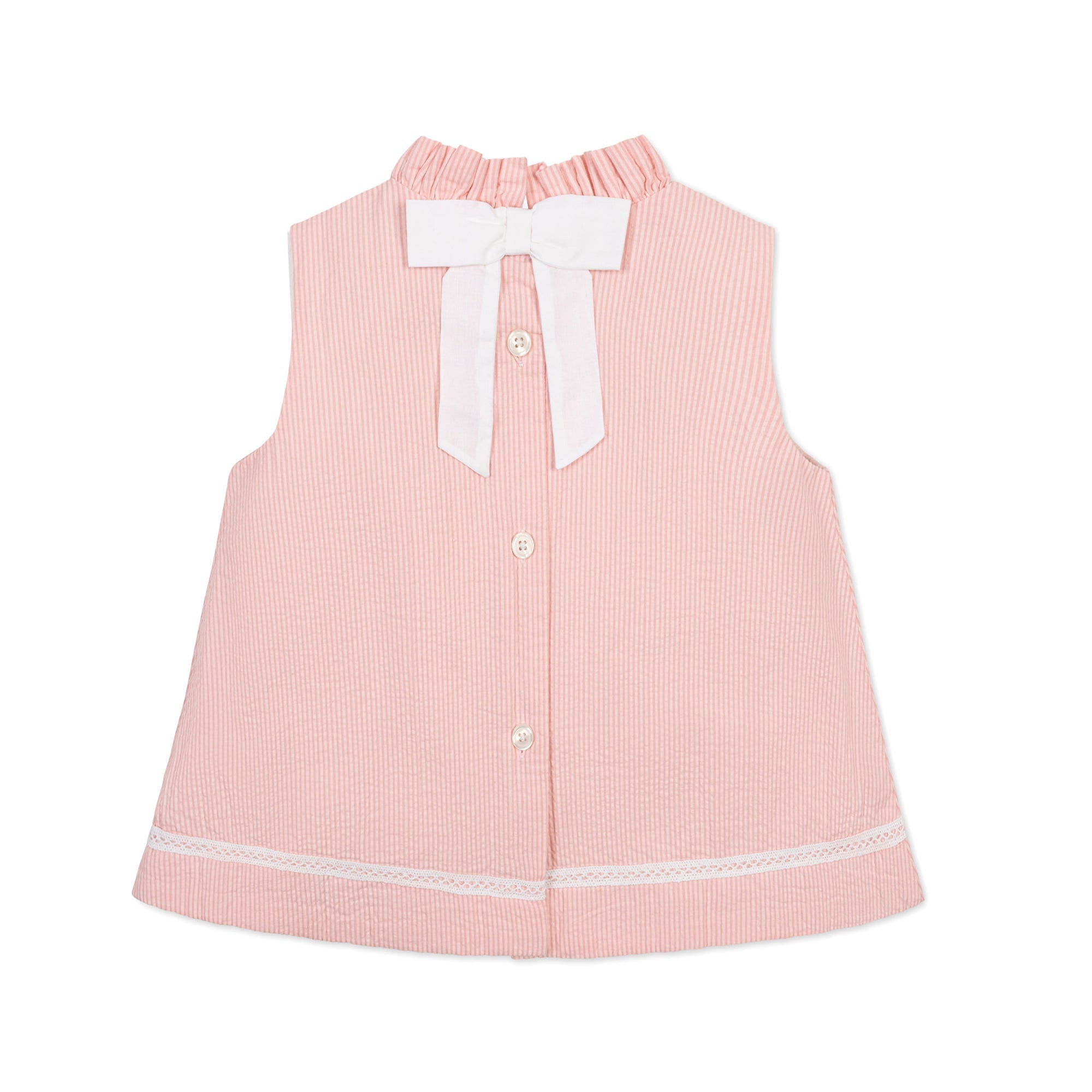 Organic Ruffle Neck Seersucker Top