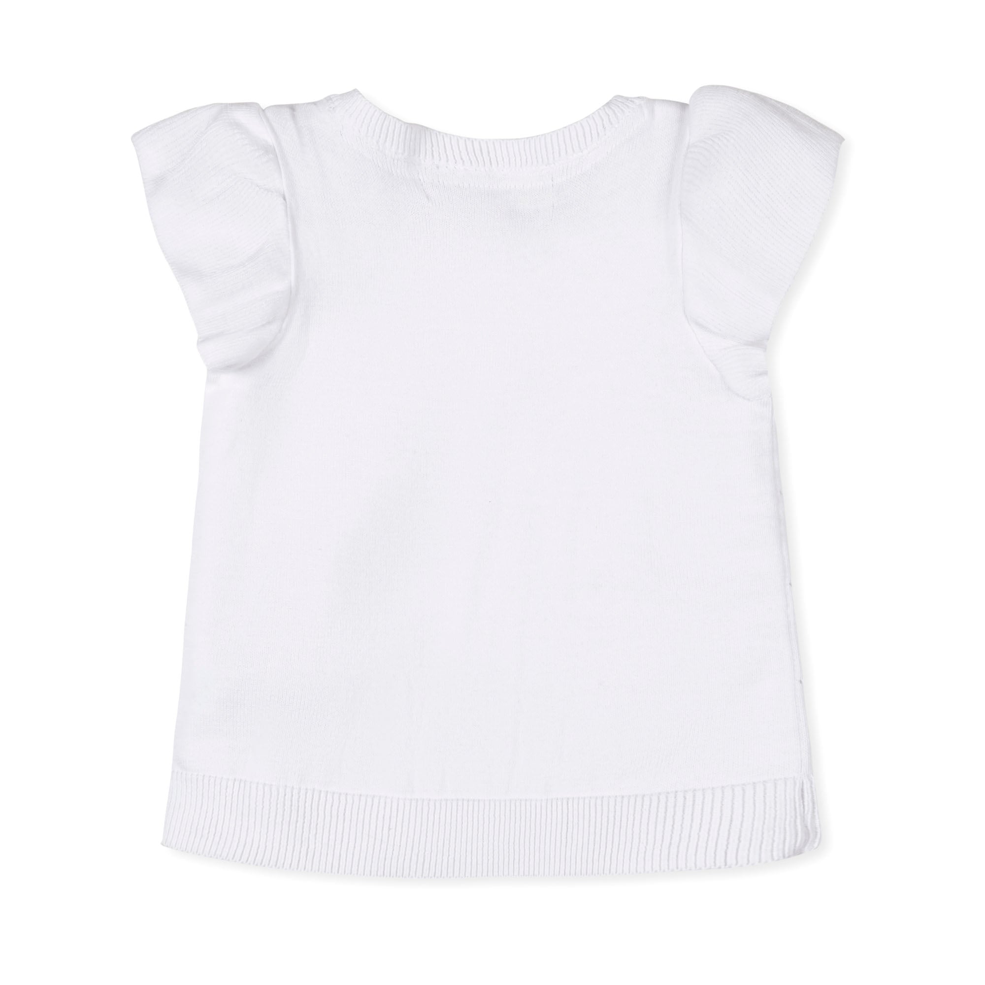 Organic Ruffle Sleeve Pointelle Sweater