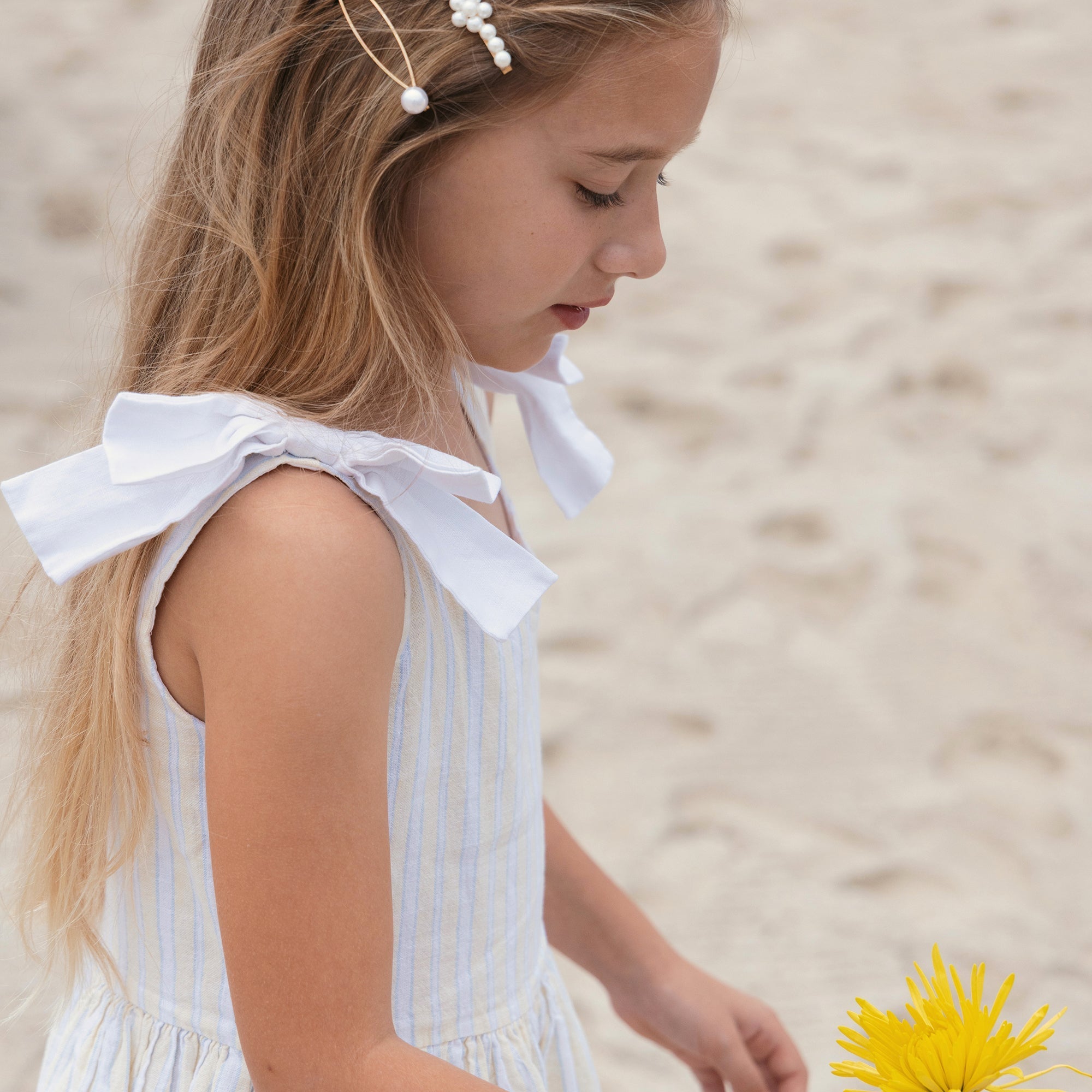 Linen Bow Shoulder Dress