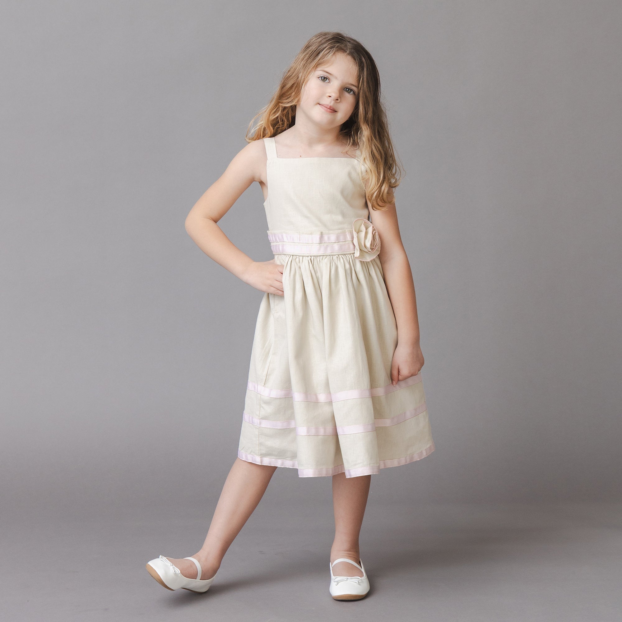 Linen Cami Rosette Dress